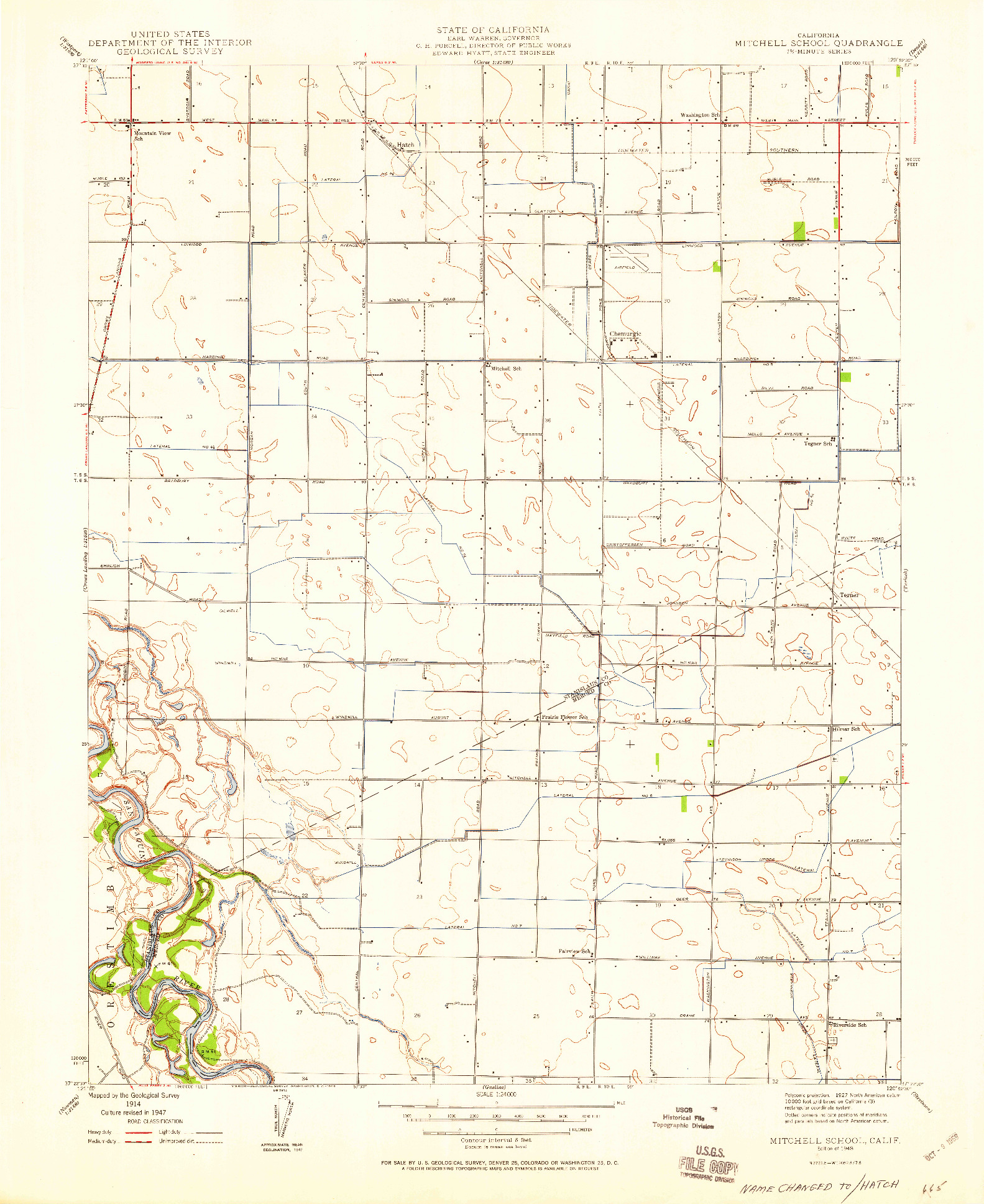USGS 1:24000-SCALE QUADRANGLE FOR MITCHELL SCHOOL, CA 1948