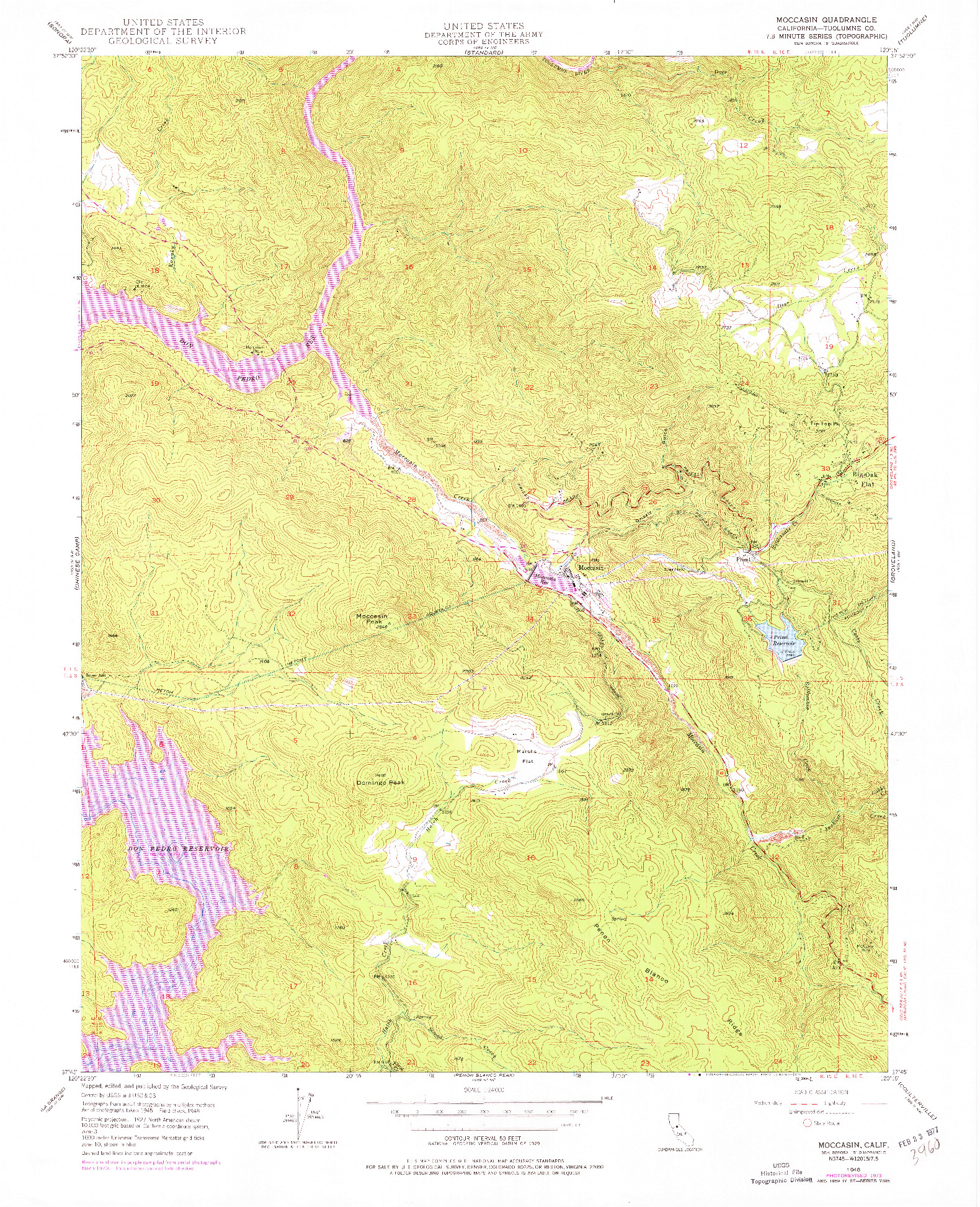 USGS 1:24000-SCALE QUADRANGLE FOR MOCCASIN, CA 1948