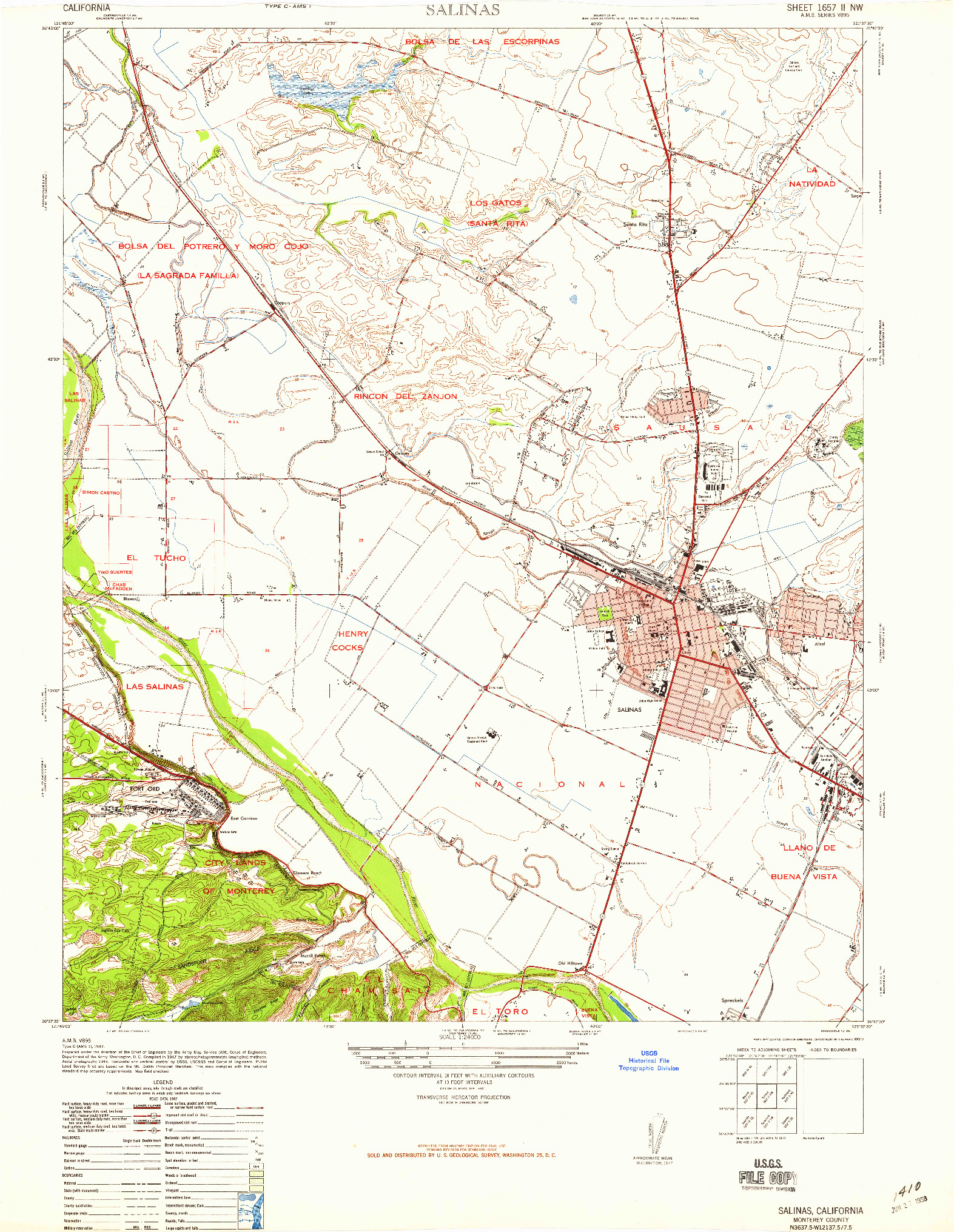 USGS 1:24000-SCALE QUADRANGLE FOR SALINAS, CA 1947