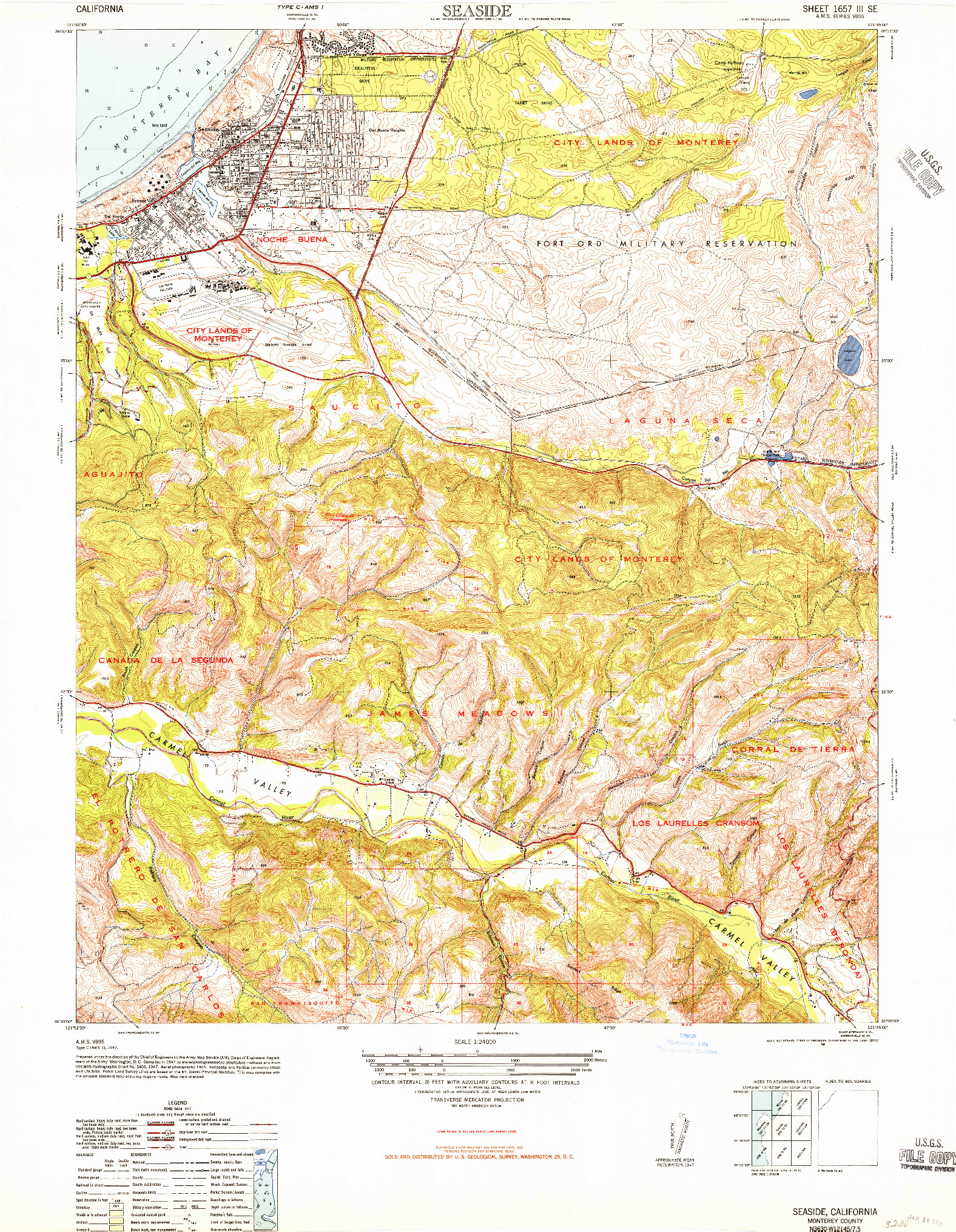 USGS 1:24000-SCALE QUADRANGLE FOR SEASIDE, CA 1948