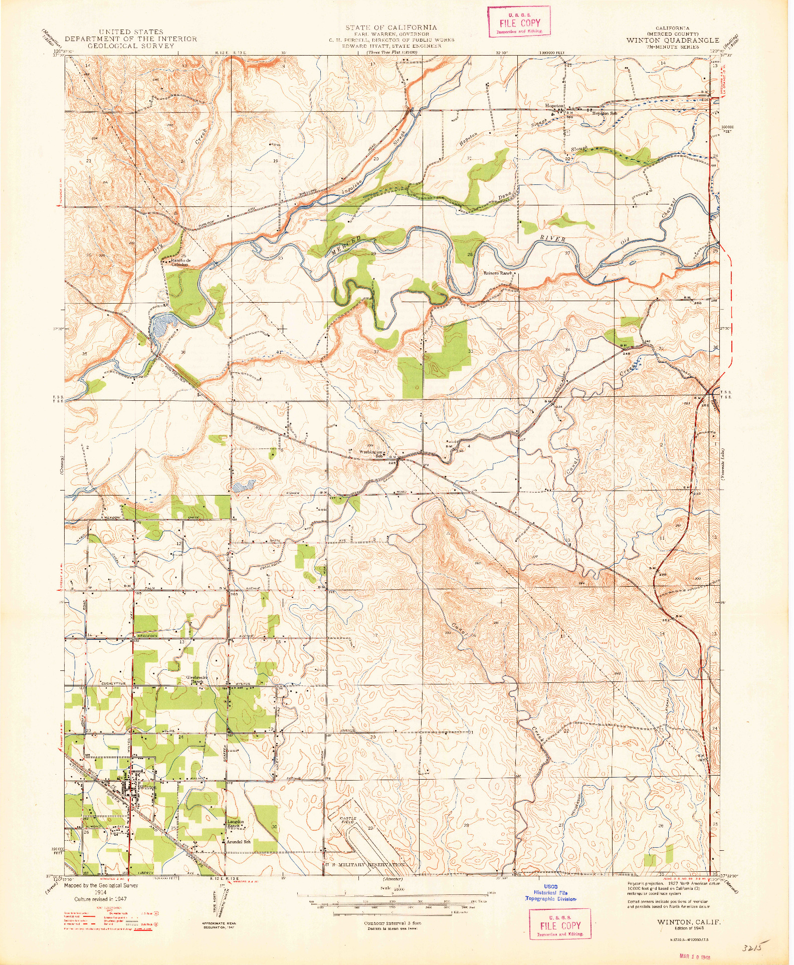 USGS 1:24000-SCALE QUADRANGLE FOR WINTON, CA 1948