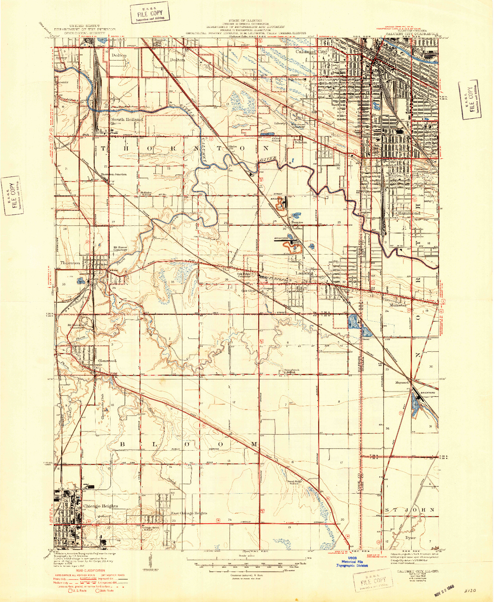 USGS 1:24000-SCALE QUADRANGLE FOR CALUMET CITY, IL 1929