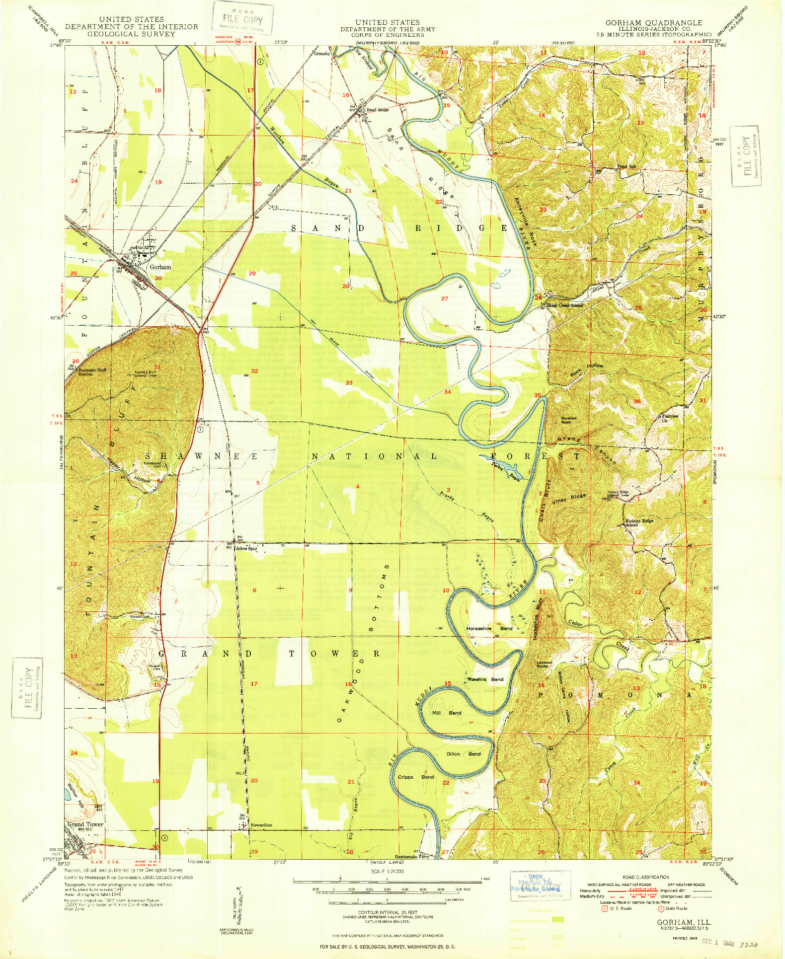 USGS 1:24000-SCALE QUADRANGLE FOR GORHAM, IL 1948