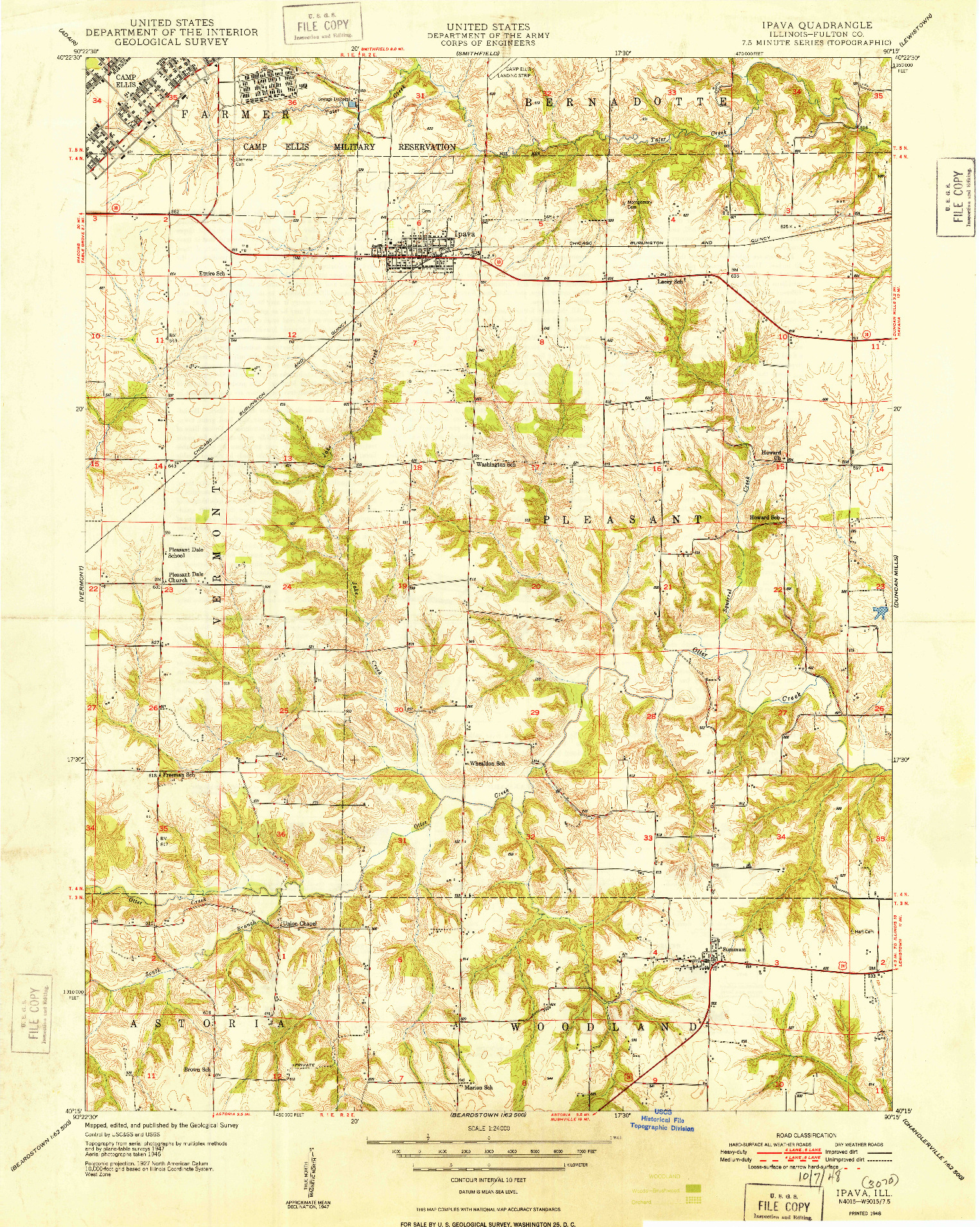 USGS 1:24000-SCALE QUADRANGLE FOR IPAVA, IL 1948