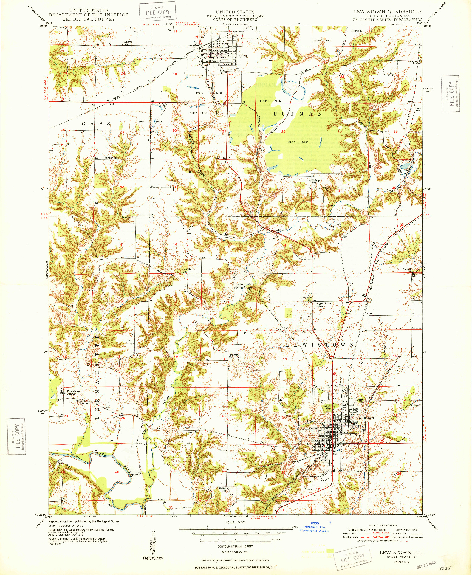 USGS 1:24000-SCALE QUADRANGLE FOR LEWISTOWN, IL 1948