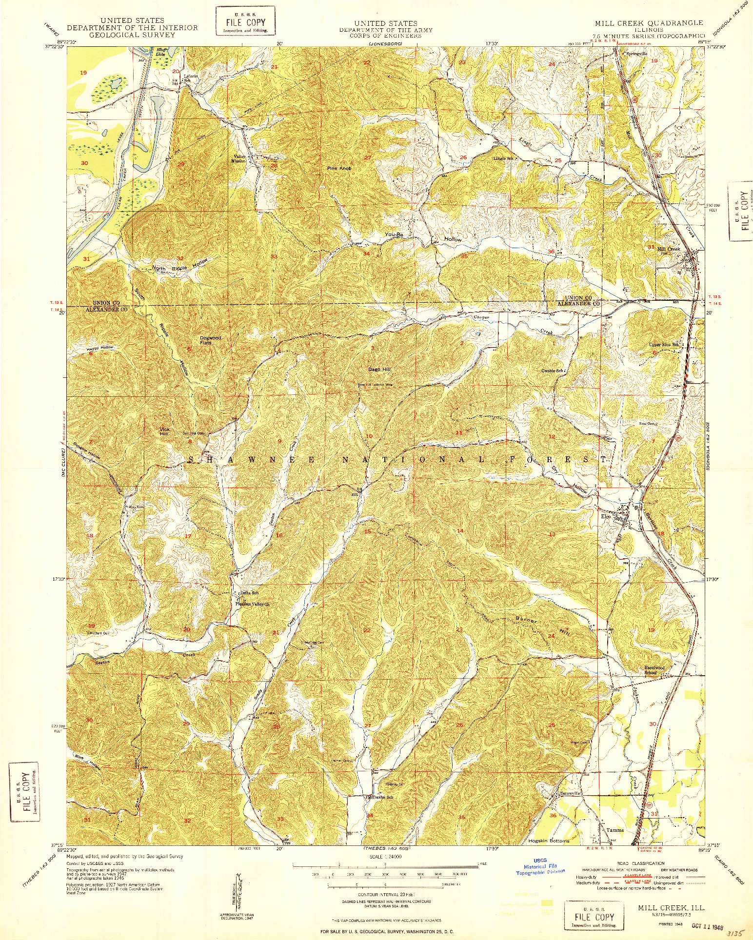 USGS 1:24000-SCALE QUADRANGLE FOR MILL CREEK, IL 1948