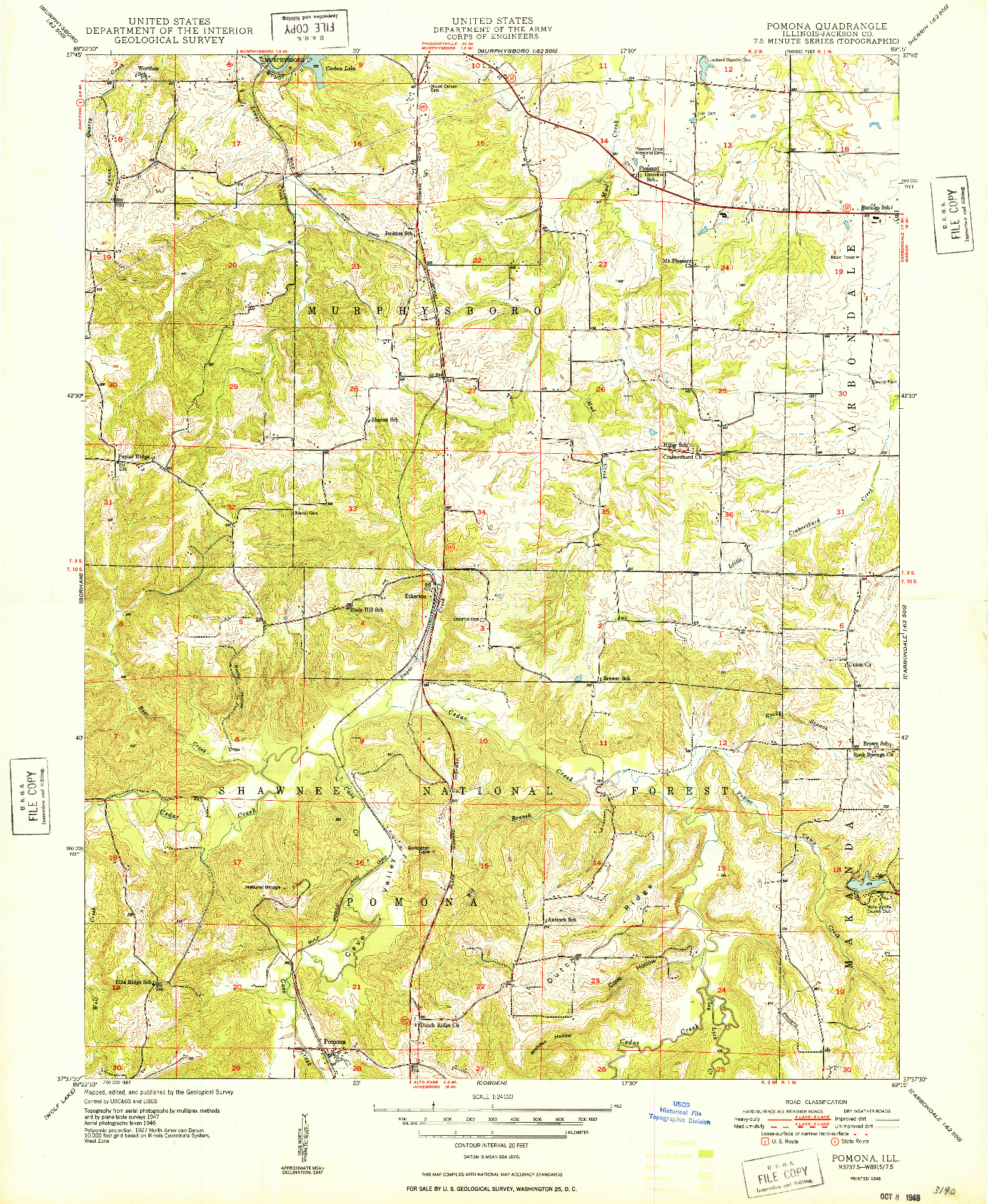 USGS 1:24000-SCALE QUADRANGLE FOR POMONA, IL 1948