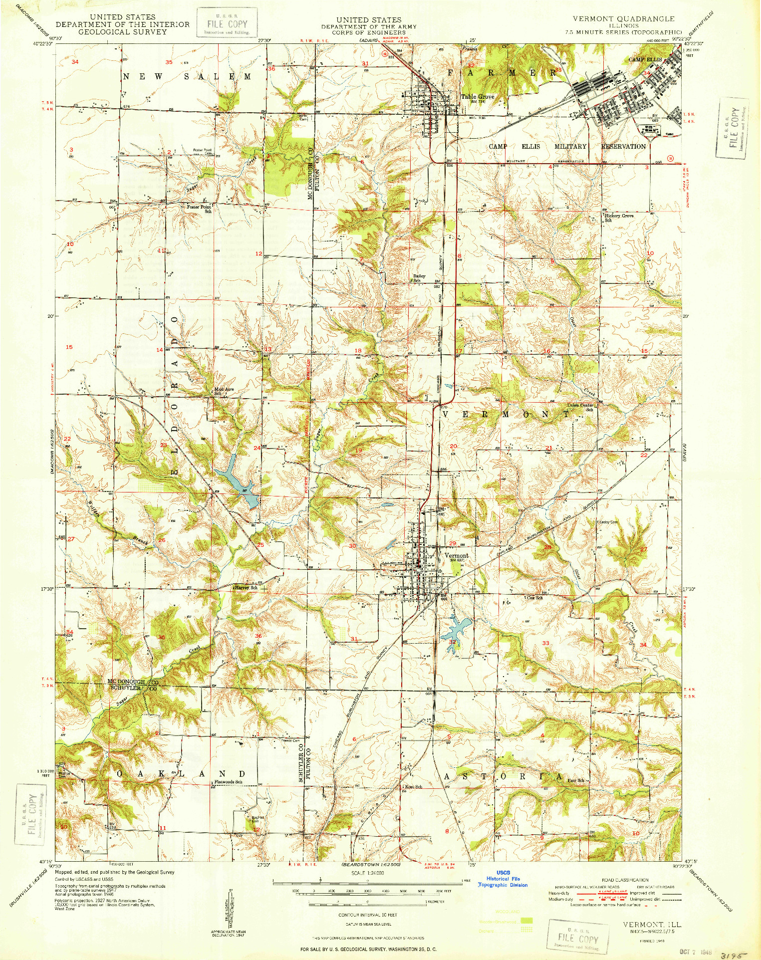 USGS 1:24000-SCALE QUADRANGLE FOR VERMONT, IL 1948
