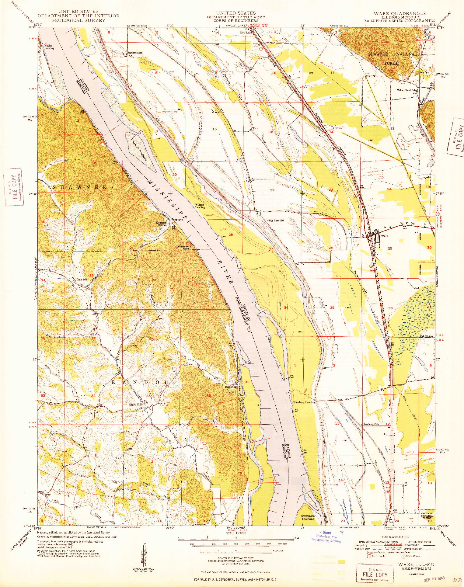 USGS 1:24000-SCALE QUADRANGLE FOR WARE, IL 1948
