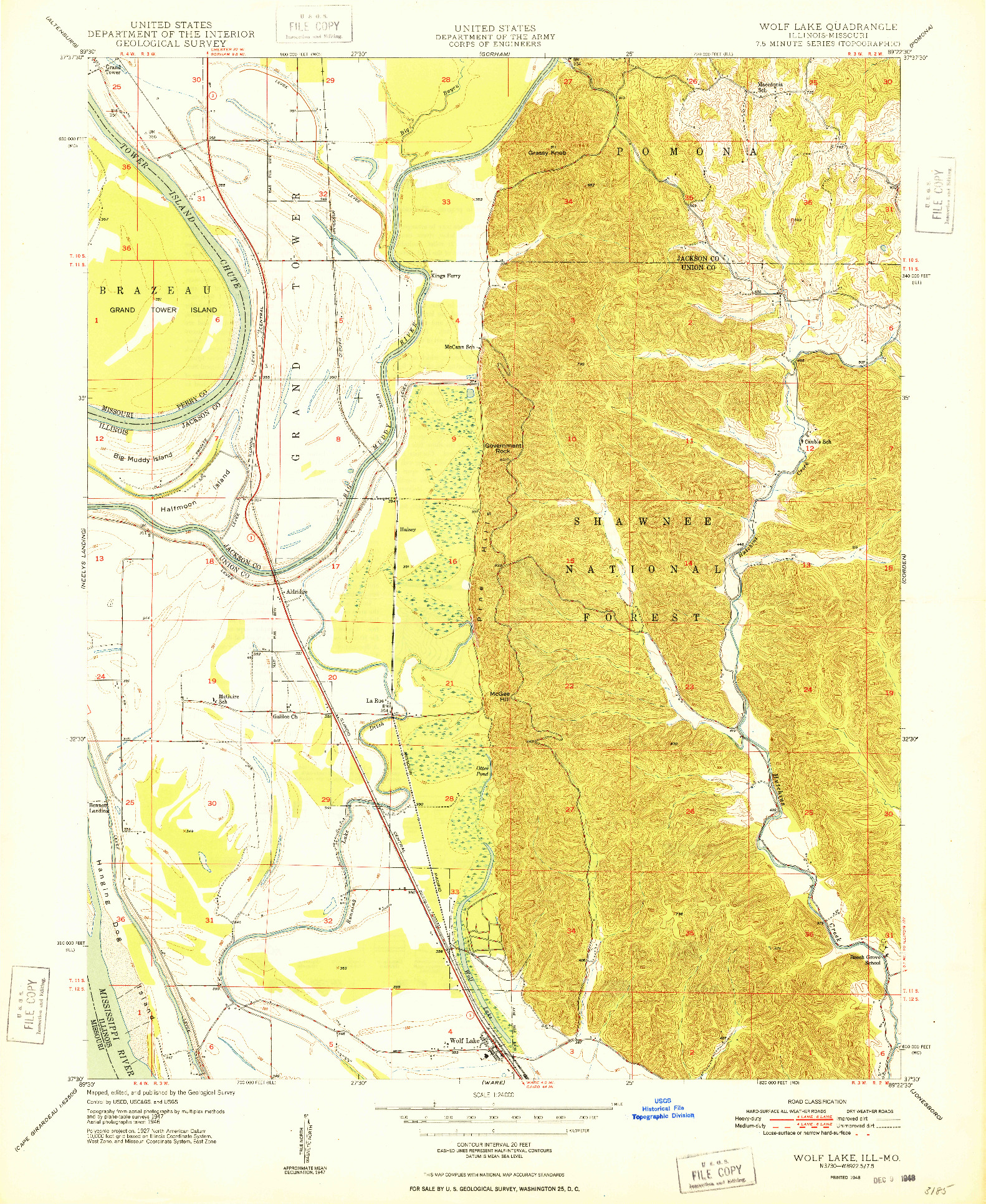 USGS 1:24000-SCALE QUADRANGLE FOR WOLF LAKE, IL 1948