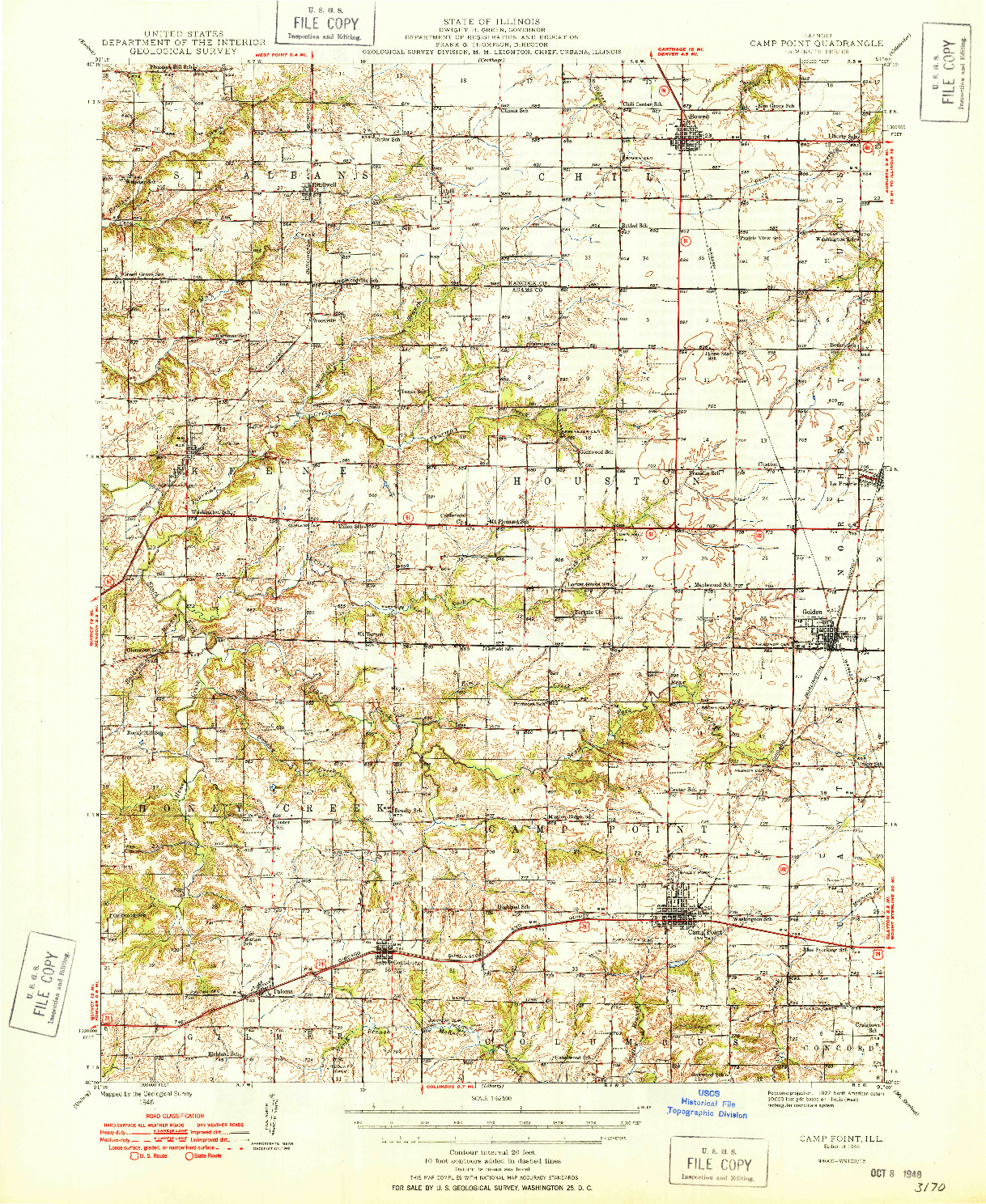 USGS 1:62500-SCALE QUADRANGLE FOR CAMP POINT, IL 1948