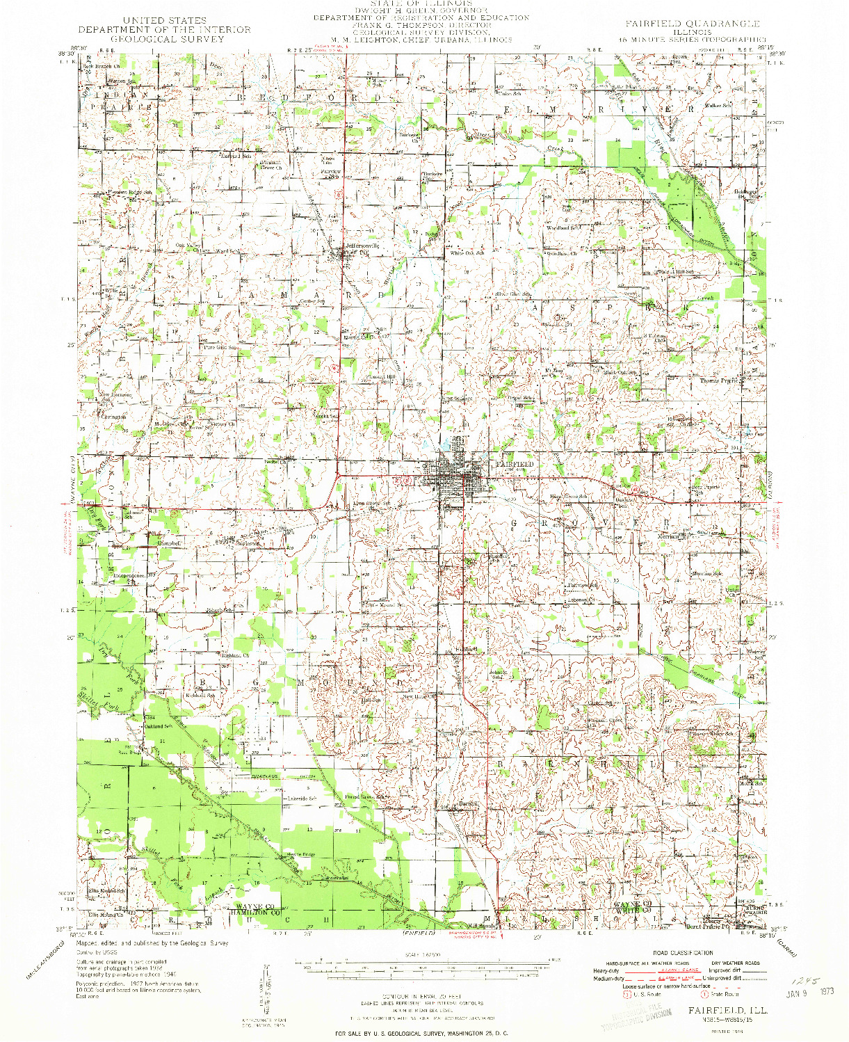 USGS 1:62500-SCALE QUADRANGLE FOR FAIRFIELD, IL 1948