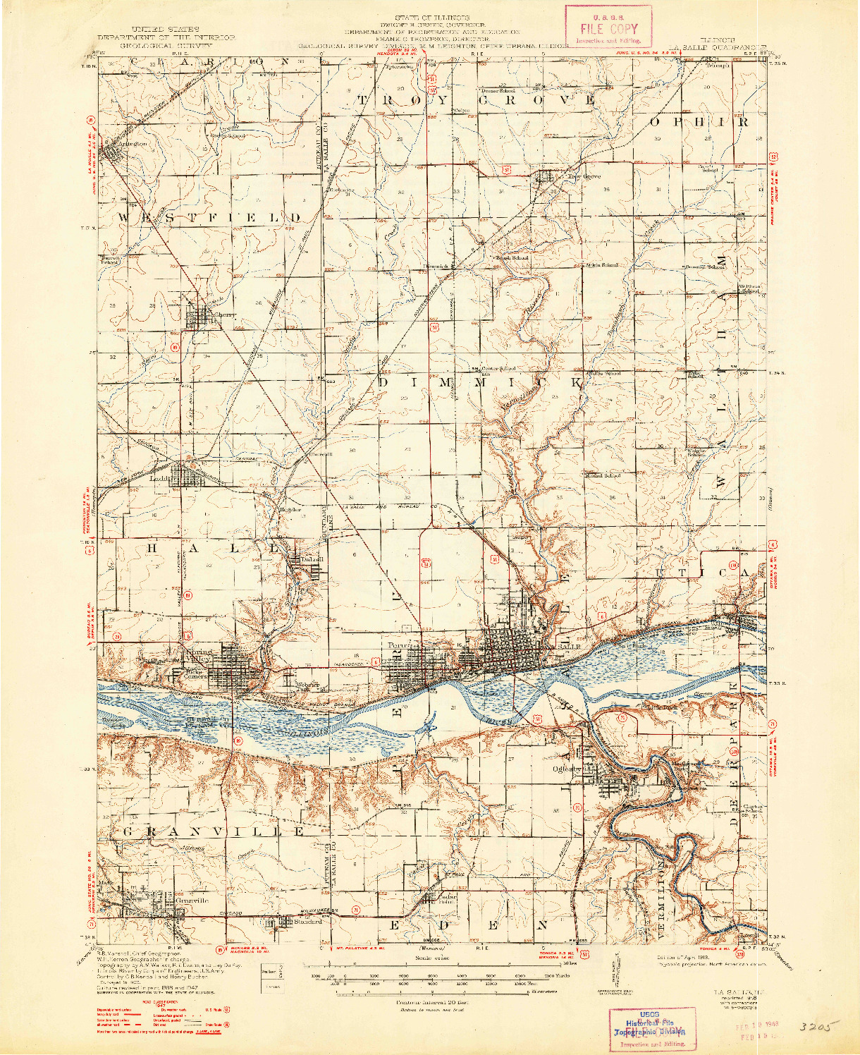 USGS 1:62500-SCALE QUADRANGLE FOR LA SALLE, IL 1913