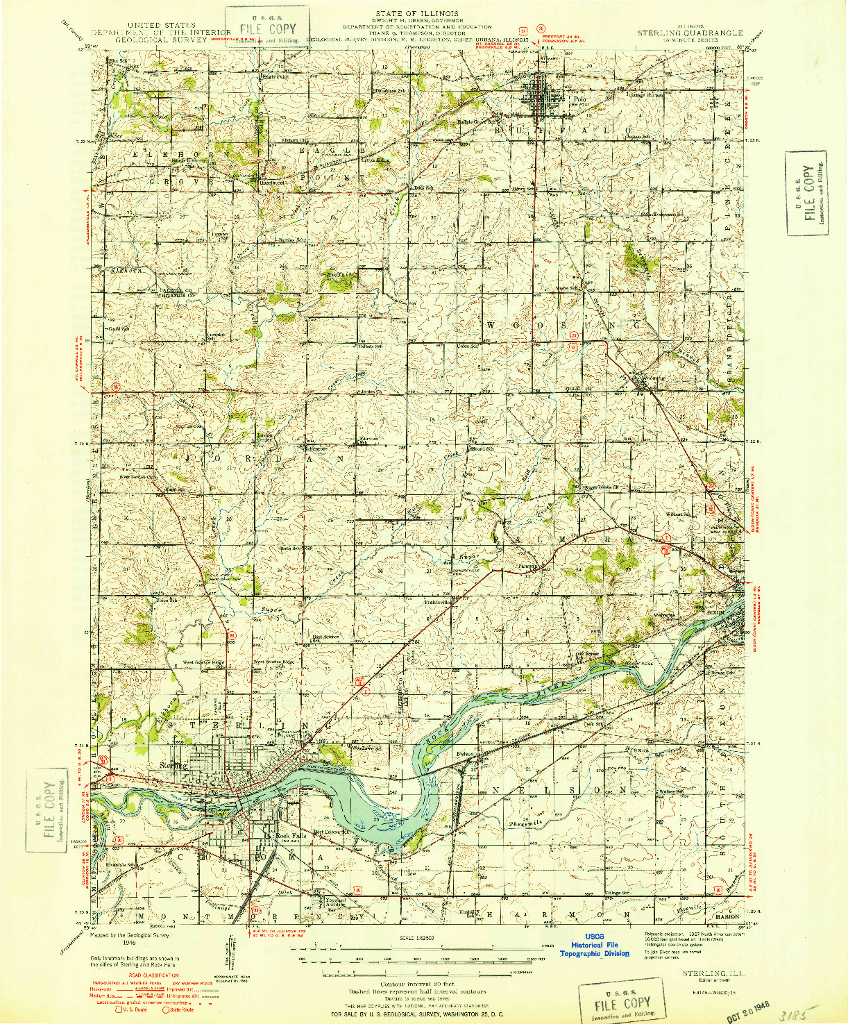 USGS 1:62500-SCALE QUADRANGLE FOR STERLING, IL 1948