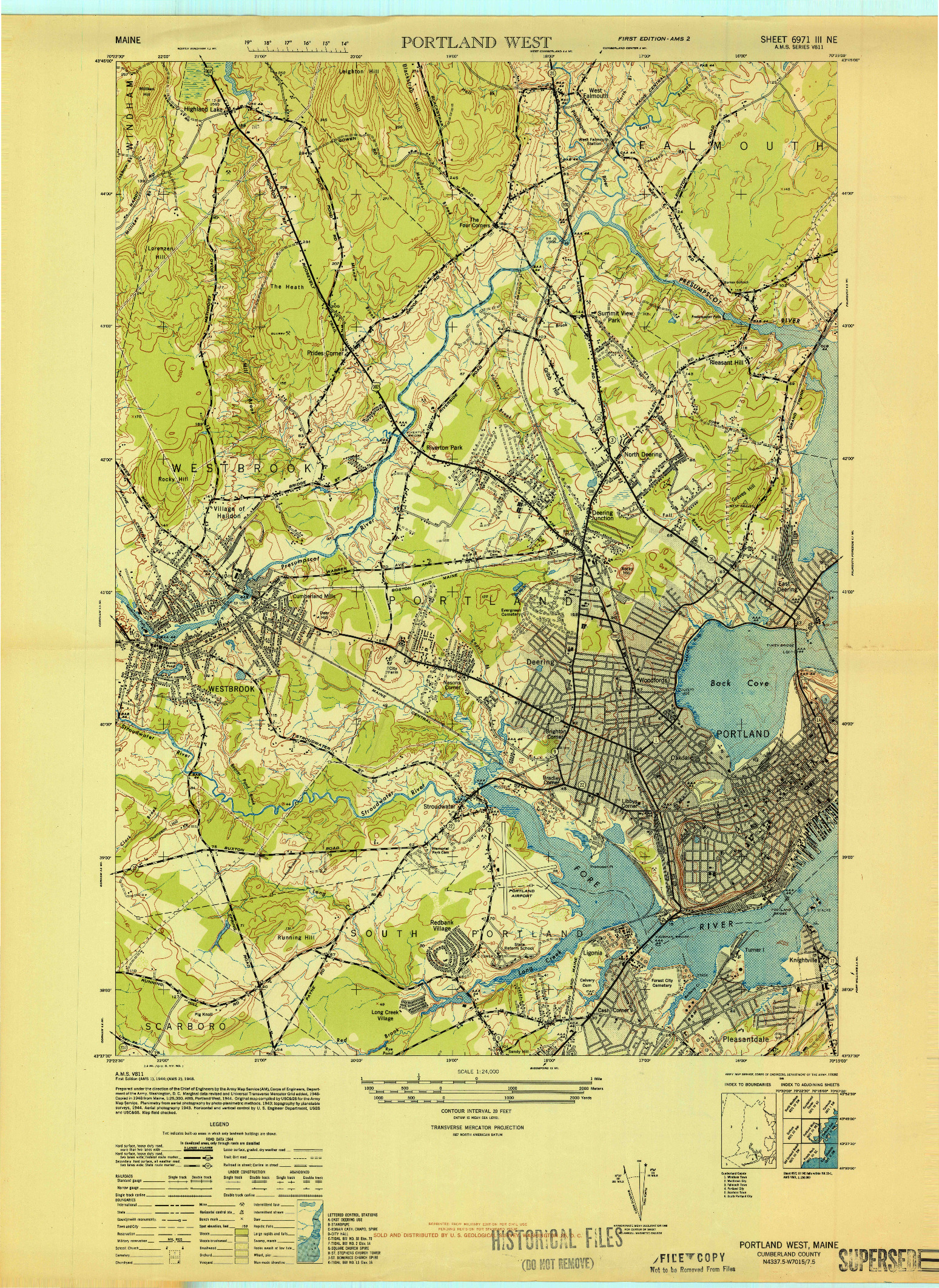 USGS 1:24000-SCALE QUADRANGLE FOR PORTLAND WEST, ME 1944