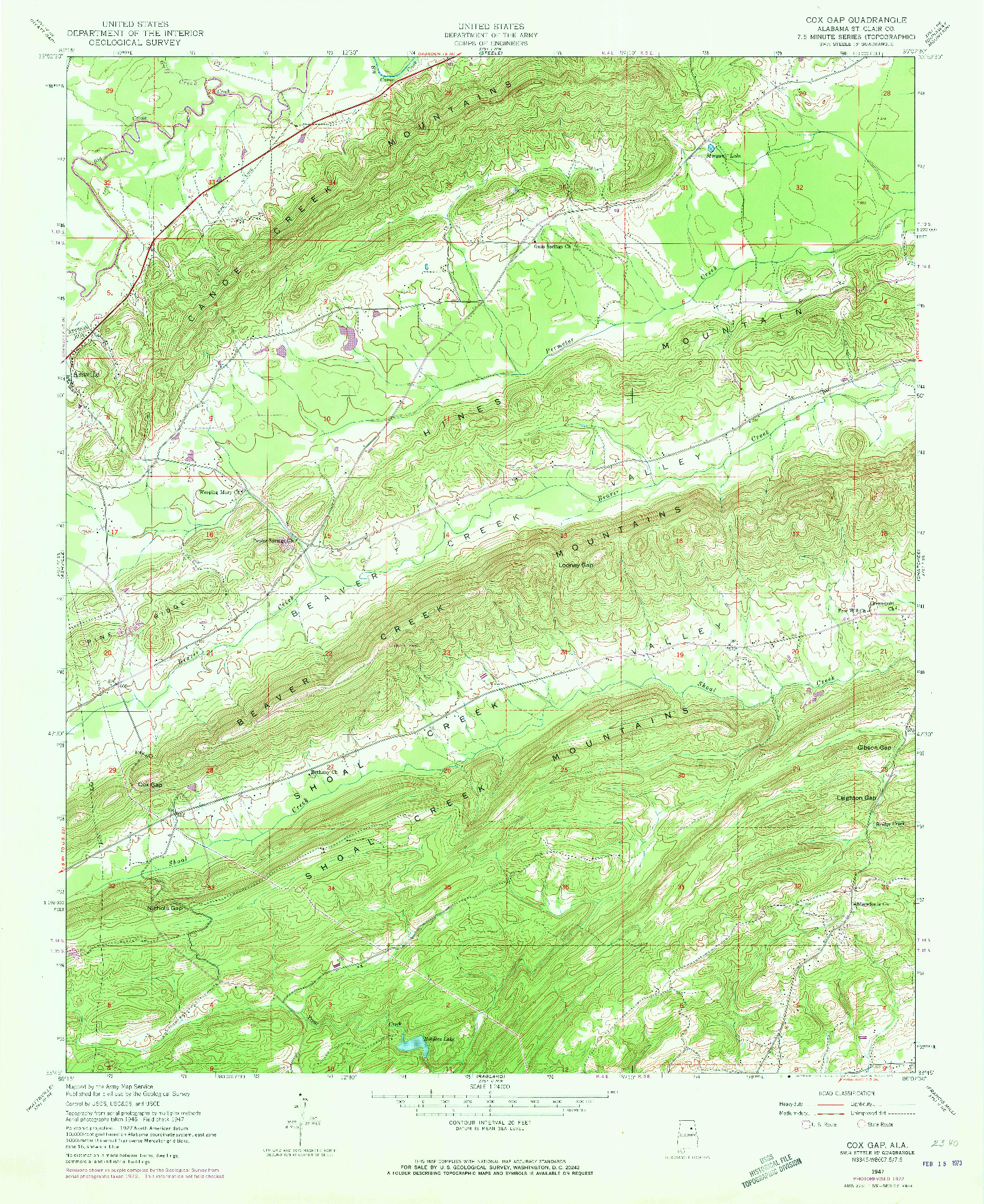 USGS 1:24000-SCALE QUADRANGLE FOR COX GAP, AL 1947