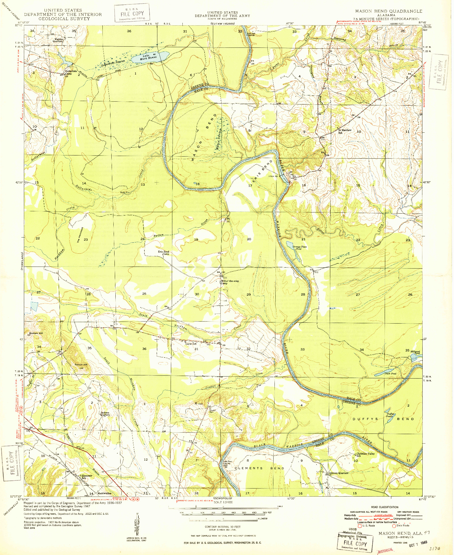 USGS 1:24000-SCALE QUADRANGLE FOR MASON BEND, AL 1948