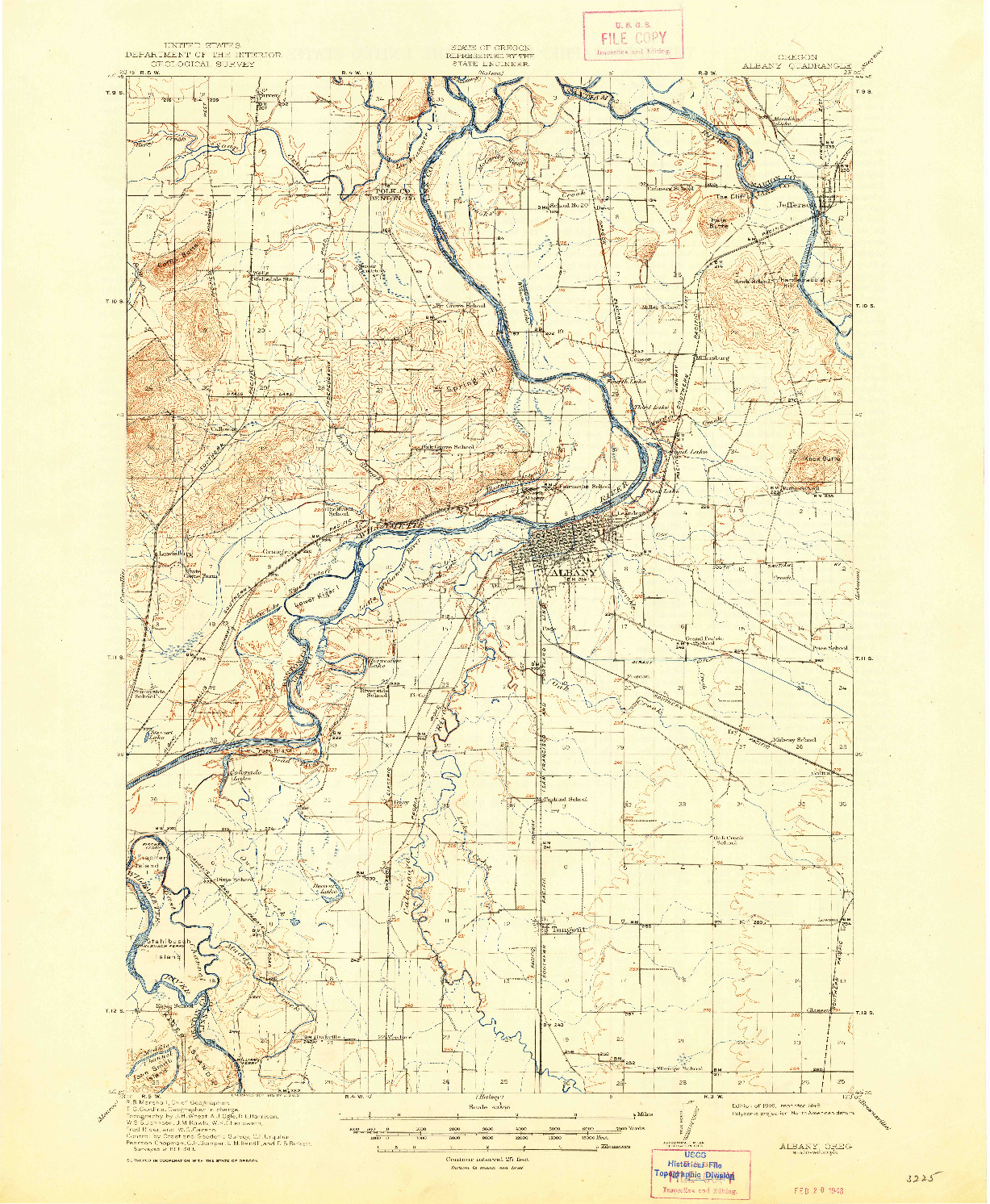 USGS 1:62500-SCALE QUADRANGLE FOR ALBANY, OR 1916