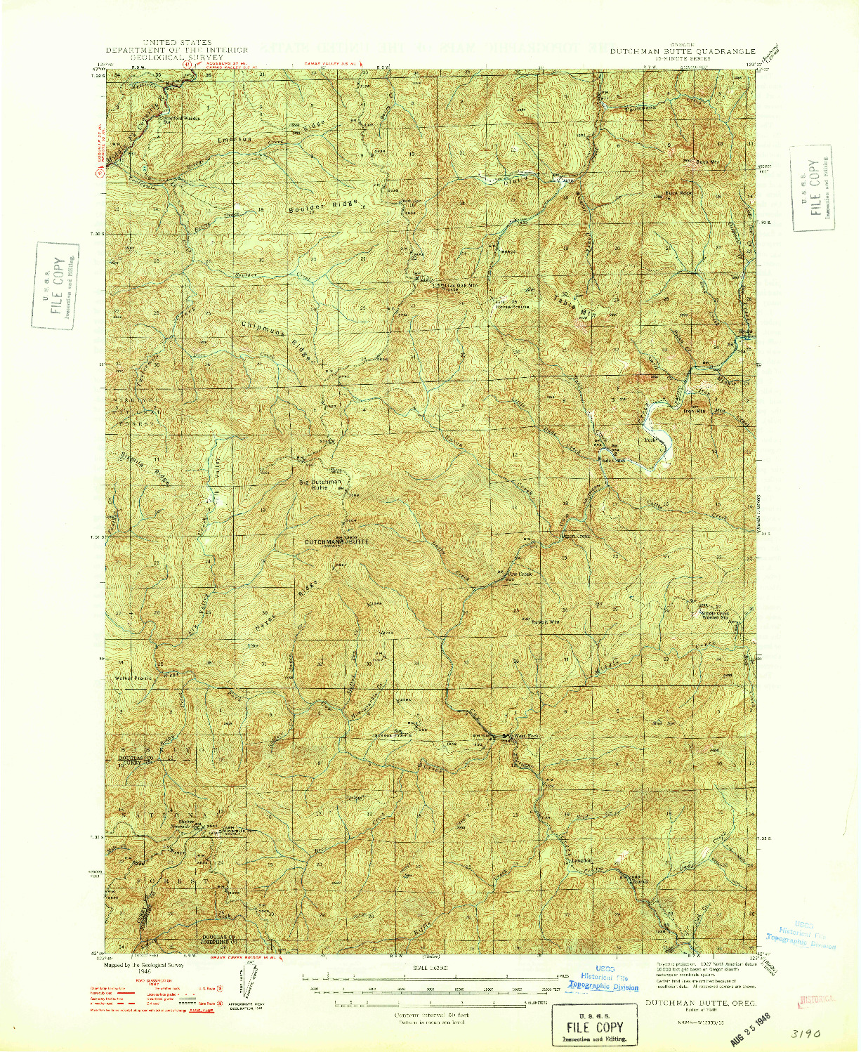 USGS 1:62500-SCALE QUADRANGLE FOR DUTCHMAN BUTTE, OR 1948