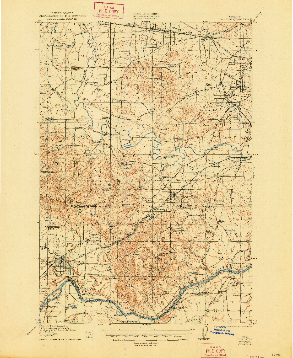 USGS 1:62500-SCALE QUADRANGLE FOR TUALATIN, OR 1916
