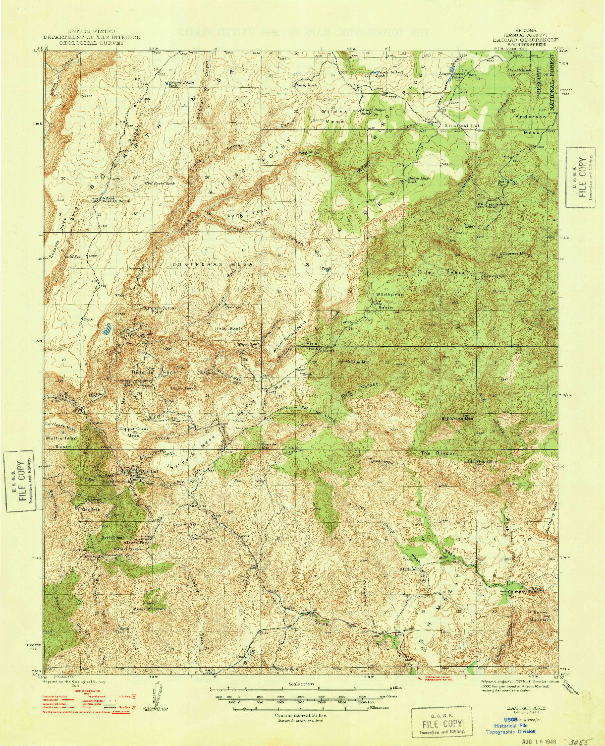 USGS 1:62500-SCALE QUADRANGLE FOR BAGDAD, AZ 1948