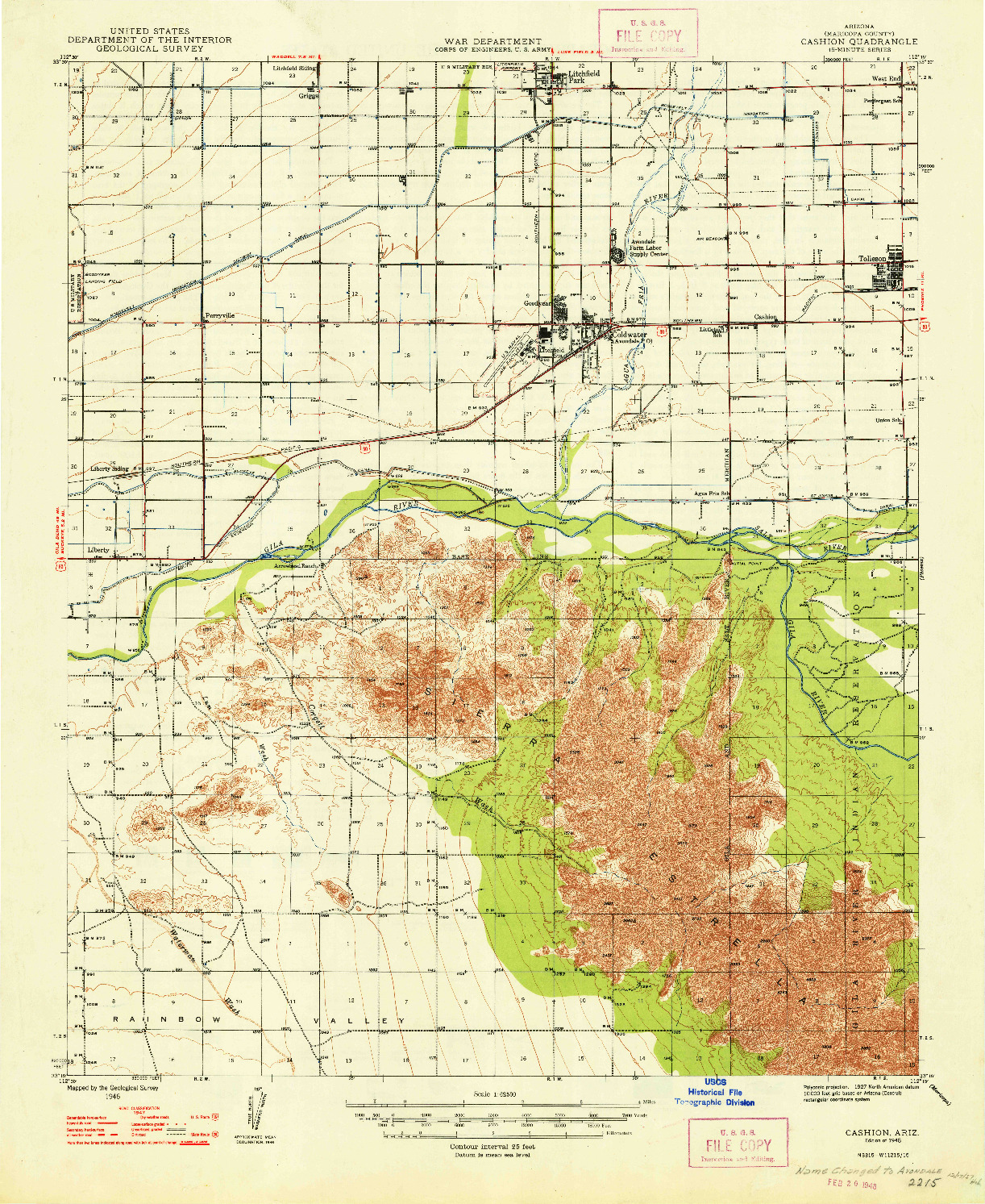 USGS 1:62500-SCALE QUADRANGLE FOR CASHION, AZ 1948