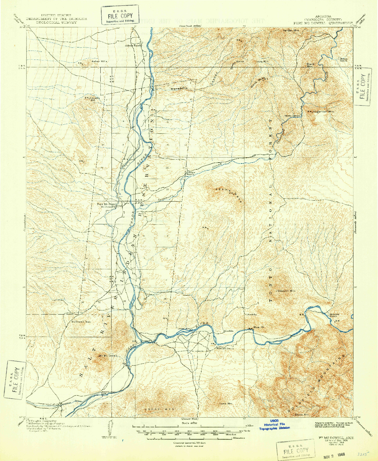 USGS 1:62500-SCALE QUADRANGLE FOR FT. MCDOWELL, AZ 1906