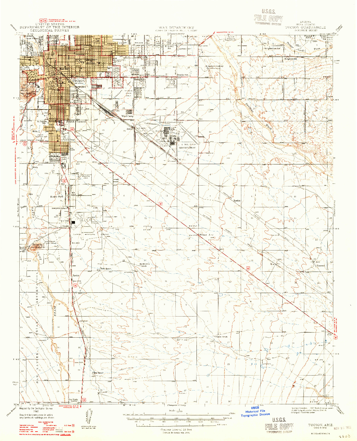 USGS 1:62500-SCALE QUADRANGLE FOR TUCSON, AZ 1948