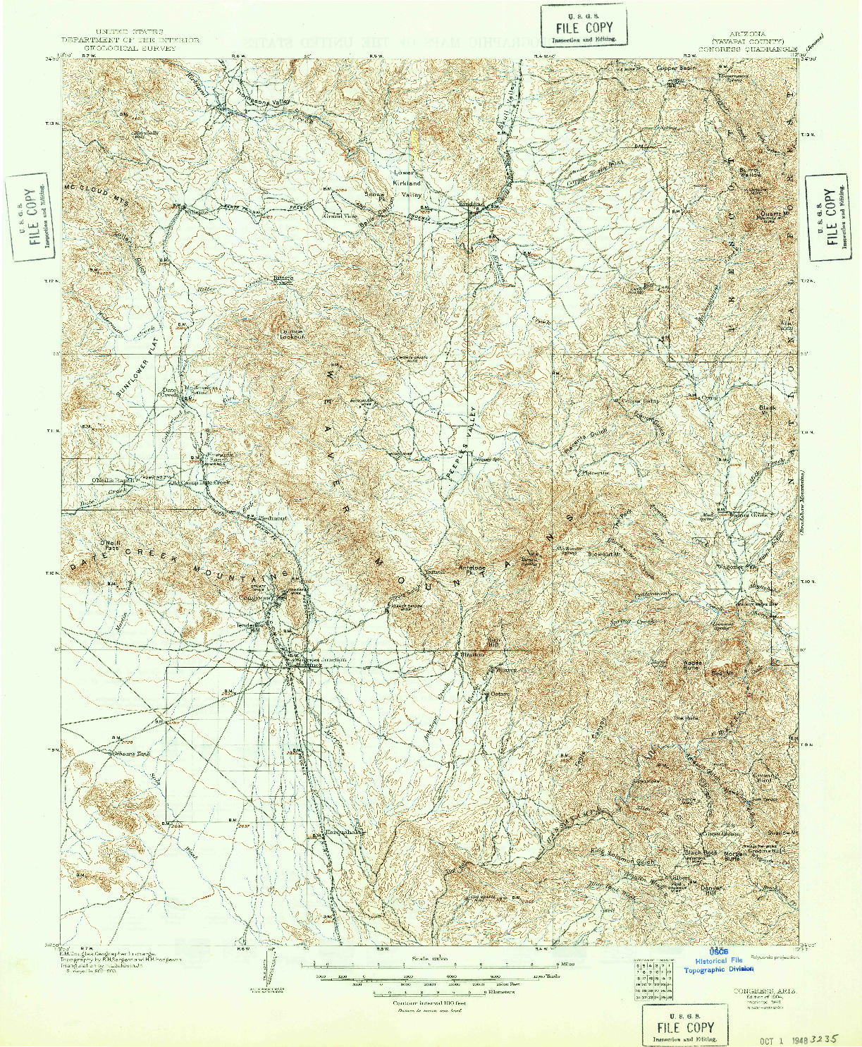 USGS 1:125000-SCALE QUADRANGLE FOR CONGRESS, AZ 1904