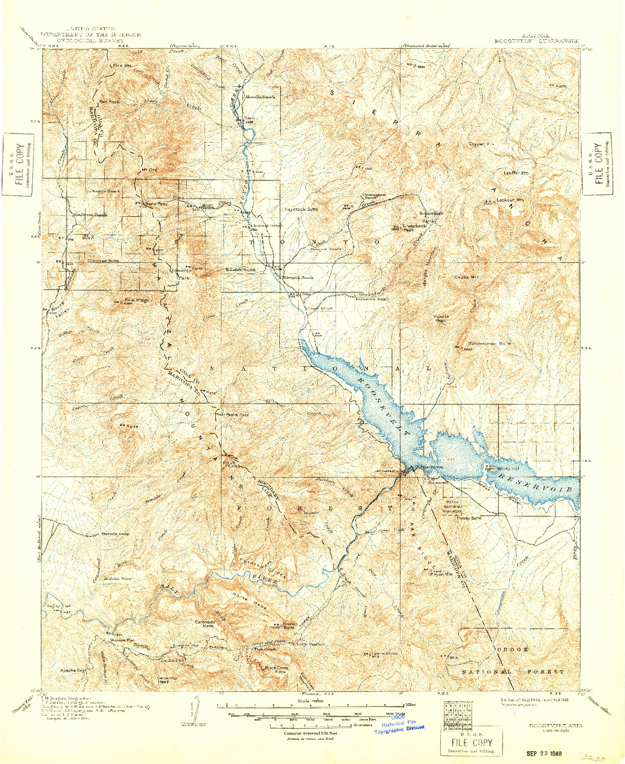 USGS 1:125000-SCALE QUADRANGLE FOR ROOSEVELT, AZ 1912