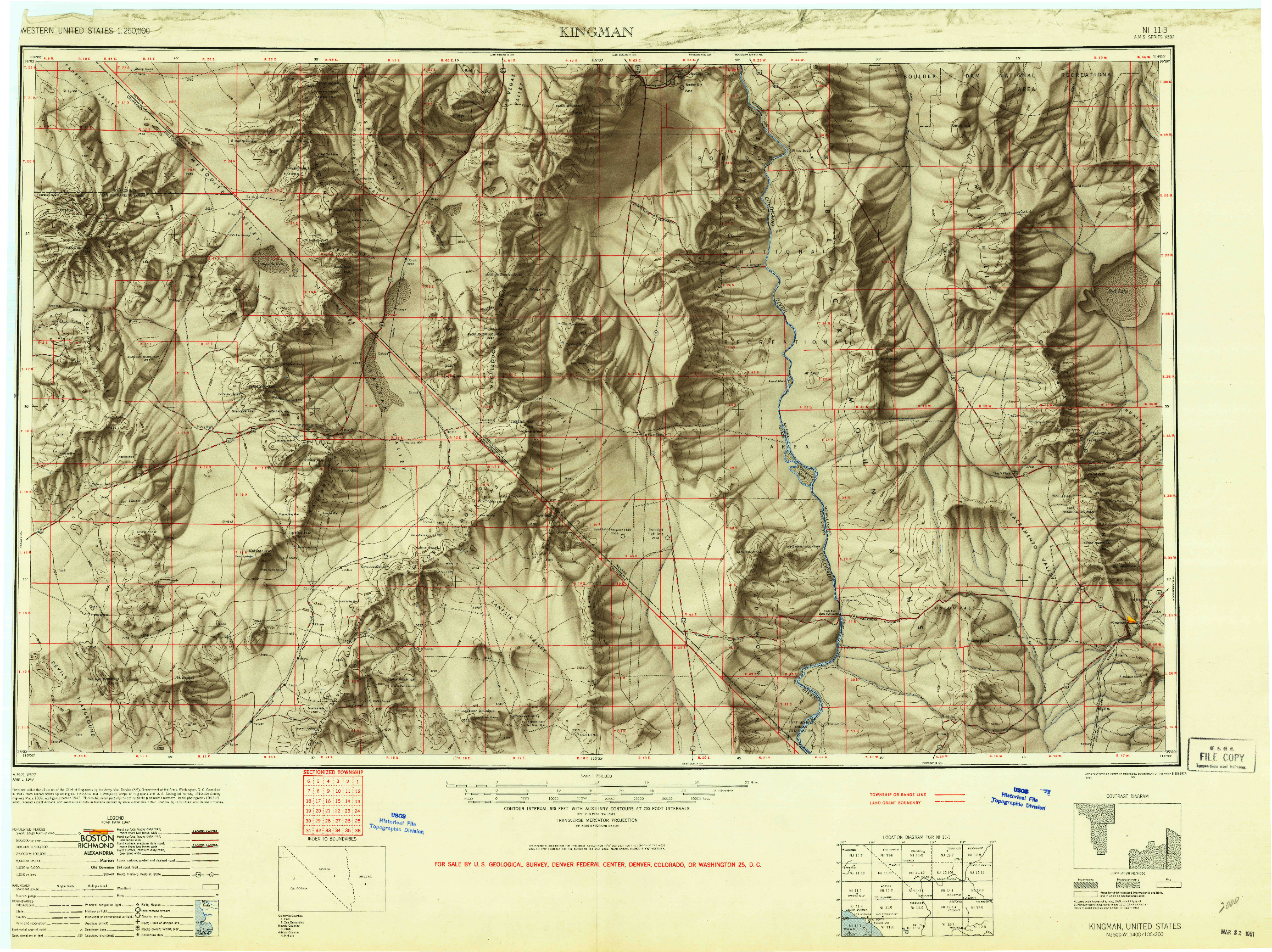 USGS 1:250000-SCALE QUADRANGLE FOR KINGMAN, AZ 1948
