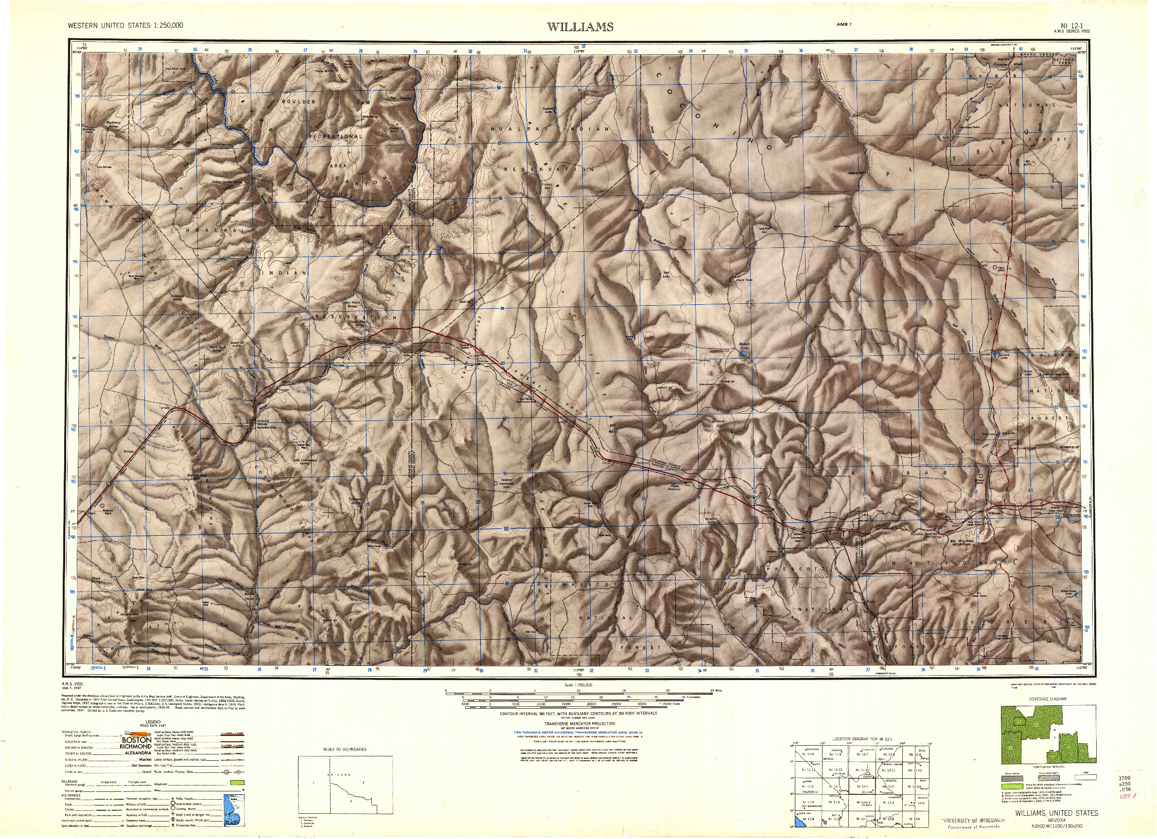 USGS 1:250000-SCALE QUADRANGLE FOR WILLIAMS, AZ 1948