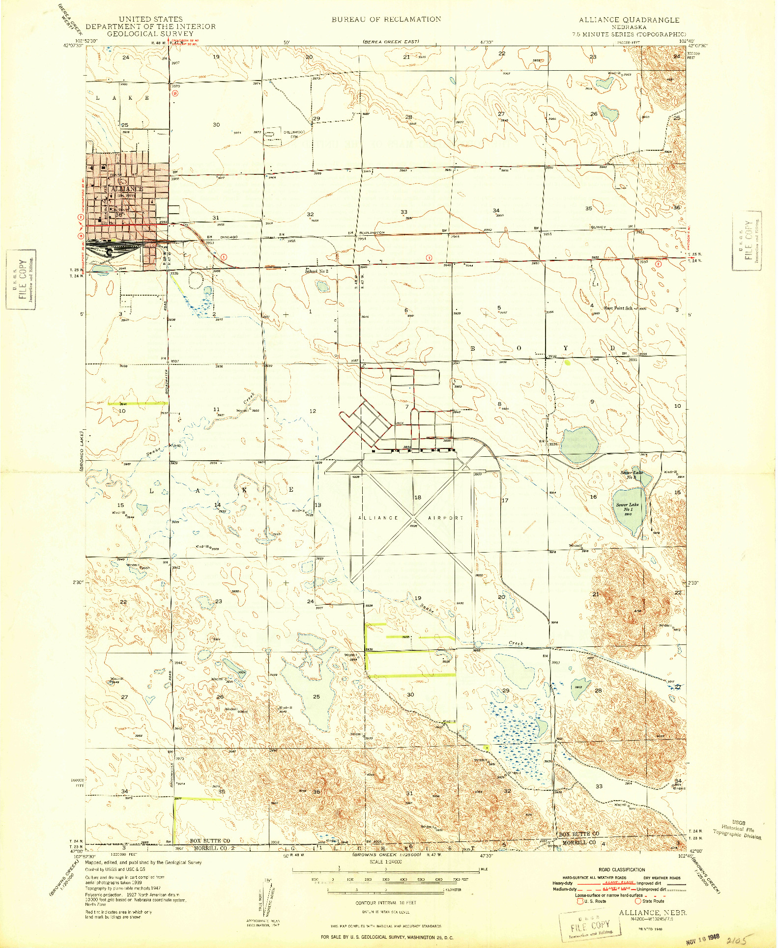 USGS 1:24000-SCALE QUADRANGLE FOR ALLIANCE, NE 1948