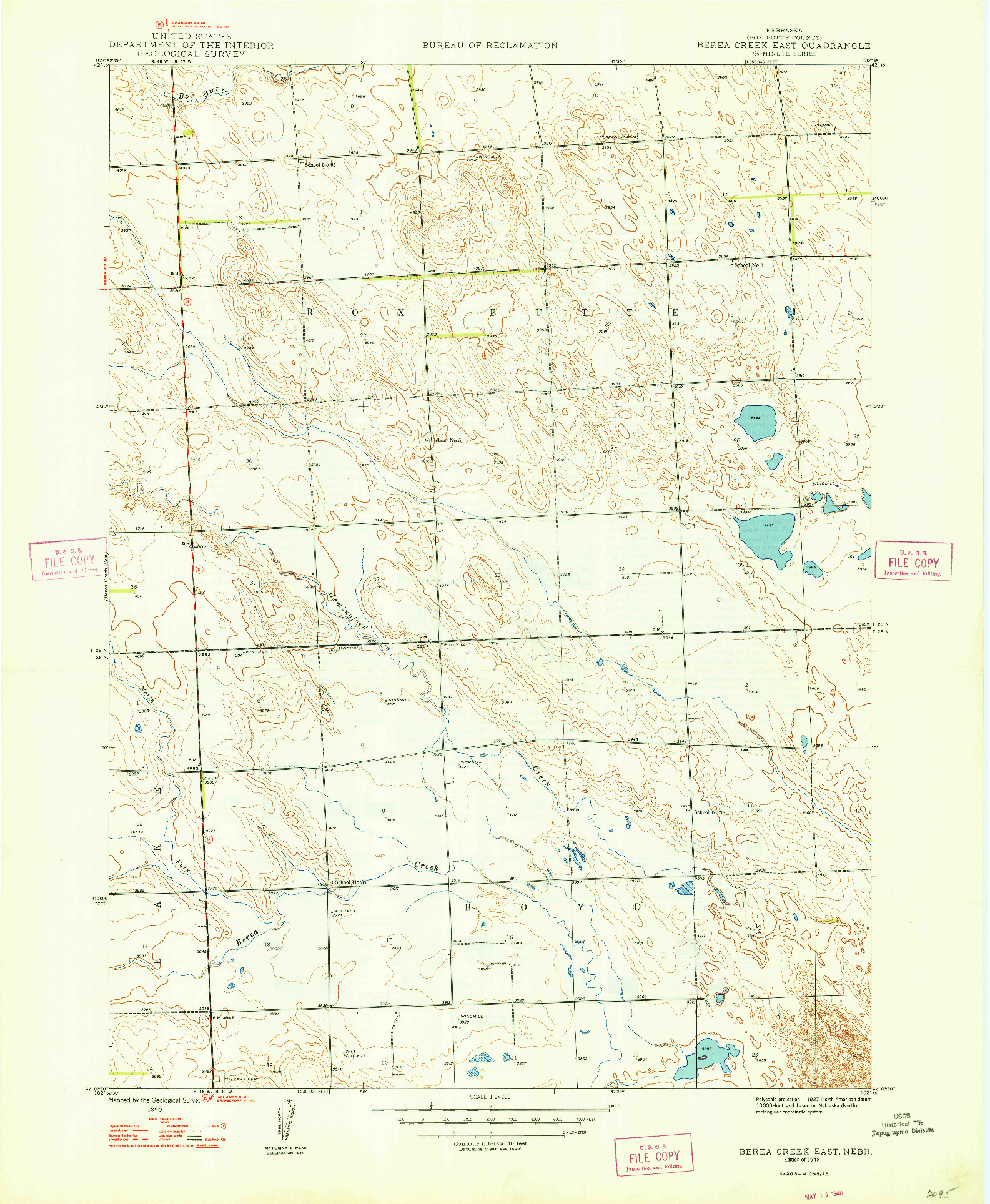 USGS 1:24000-SCALE QUADRANGLE FOR BEREA CREEK EAST, NE 1948