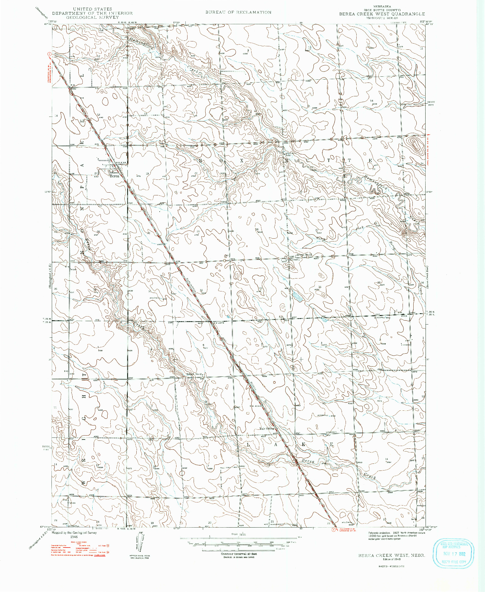 USGS 1:24000-SCALE QUADRANGLE FOR BEREA CREEK WEST, NE 1948