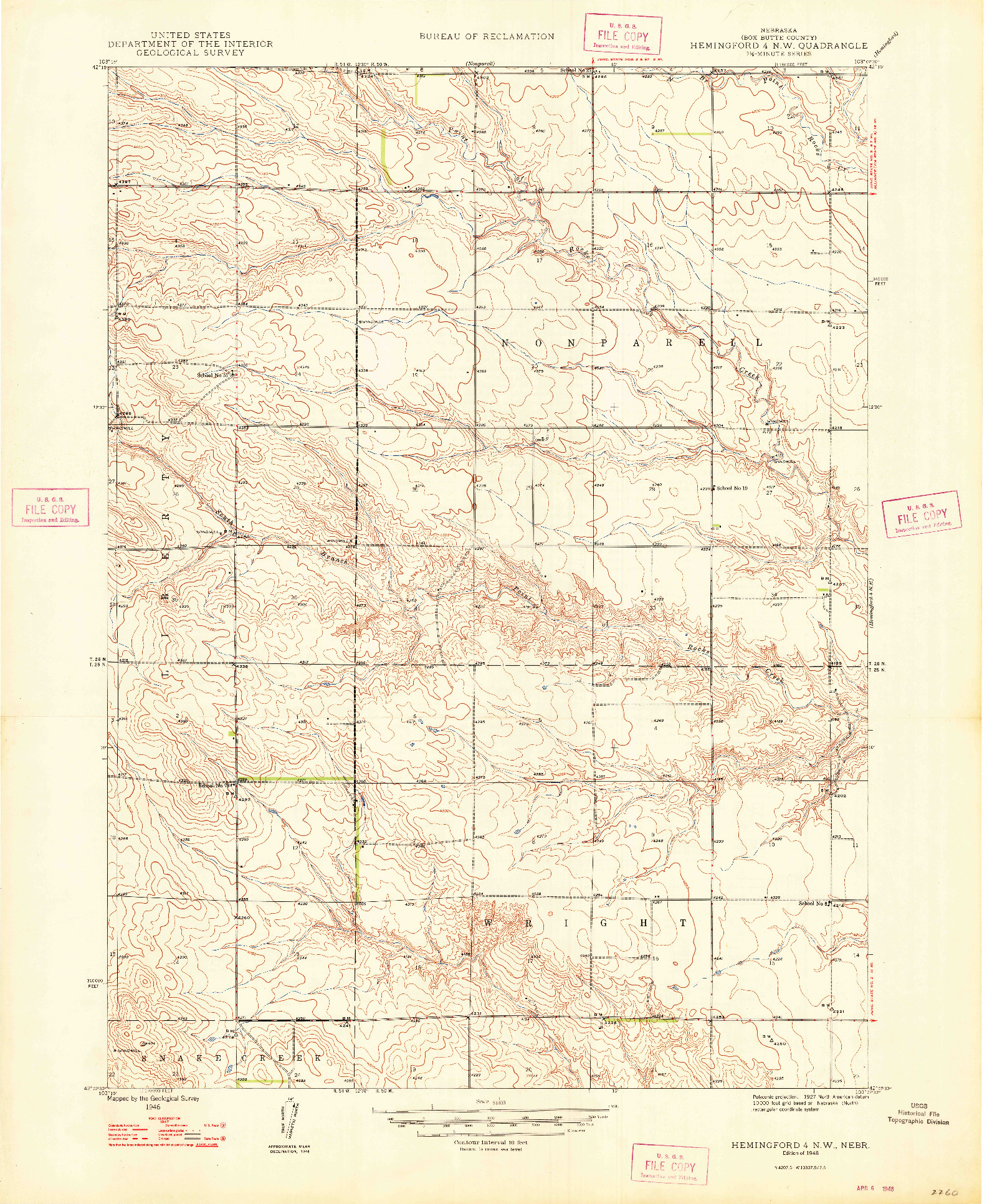 USGS 1:24000-SCALE QUADRANGLE FOR HEMINGFORD 4 NW, NE 1948