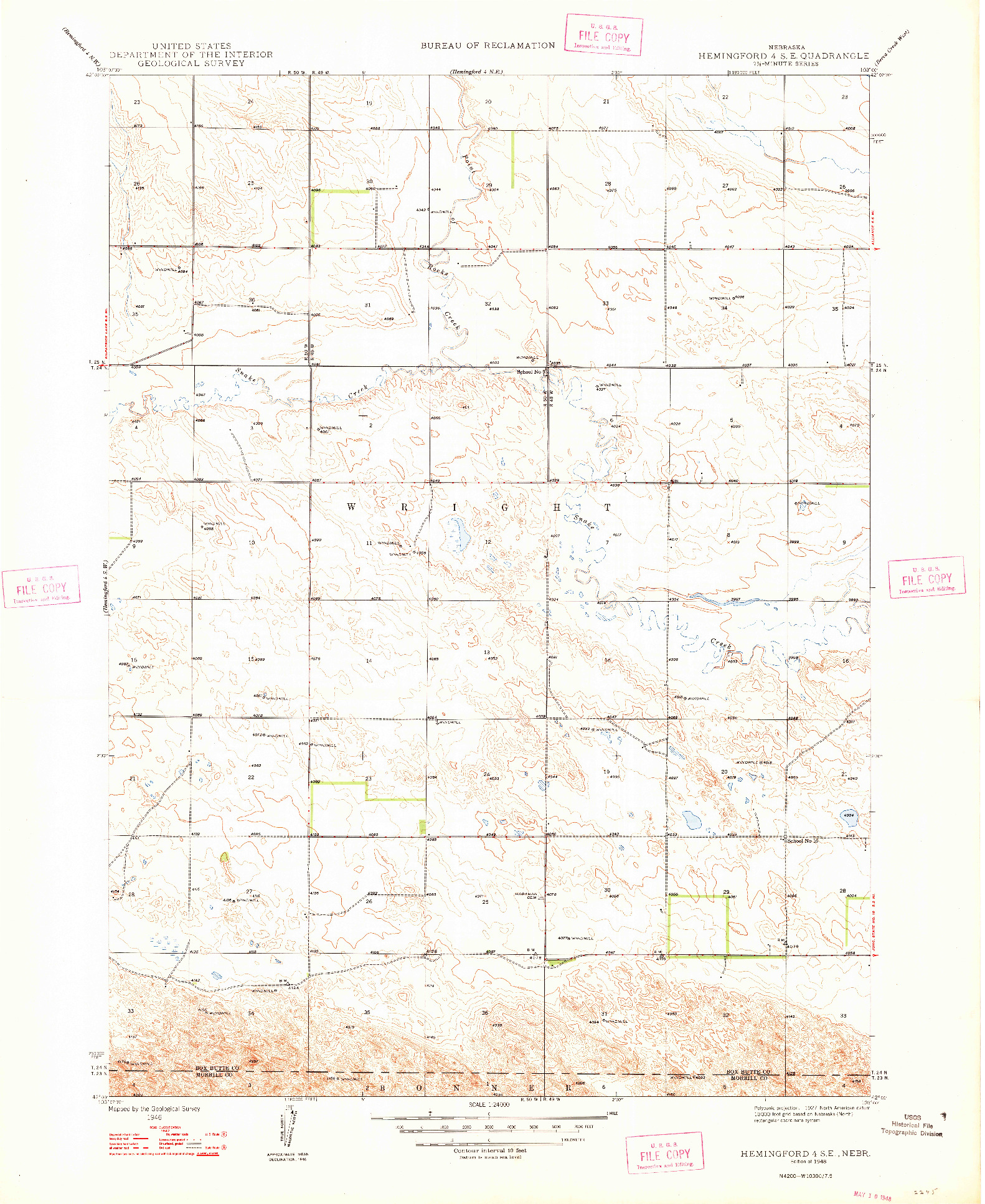 USGS 1:24000-SCALE QUADRANGLE FOR HEMINGFORD 4 SE, NE 1948
