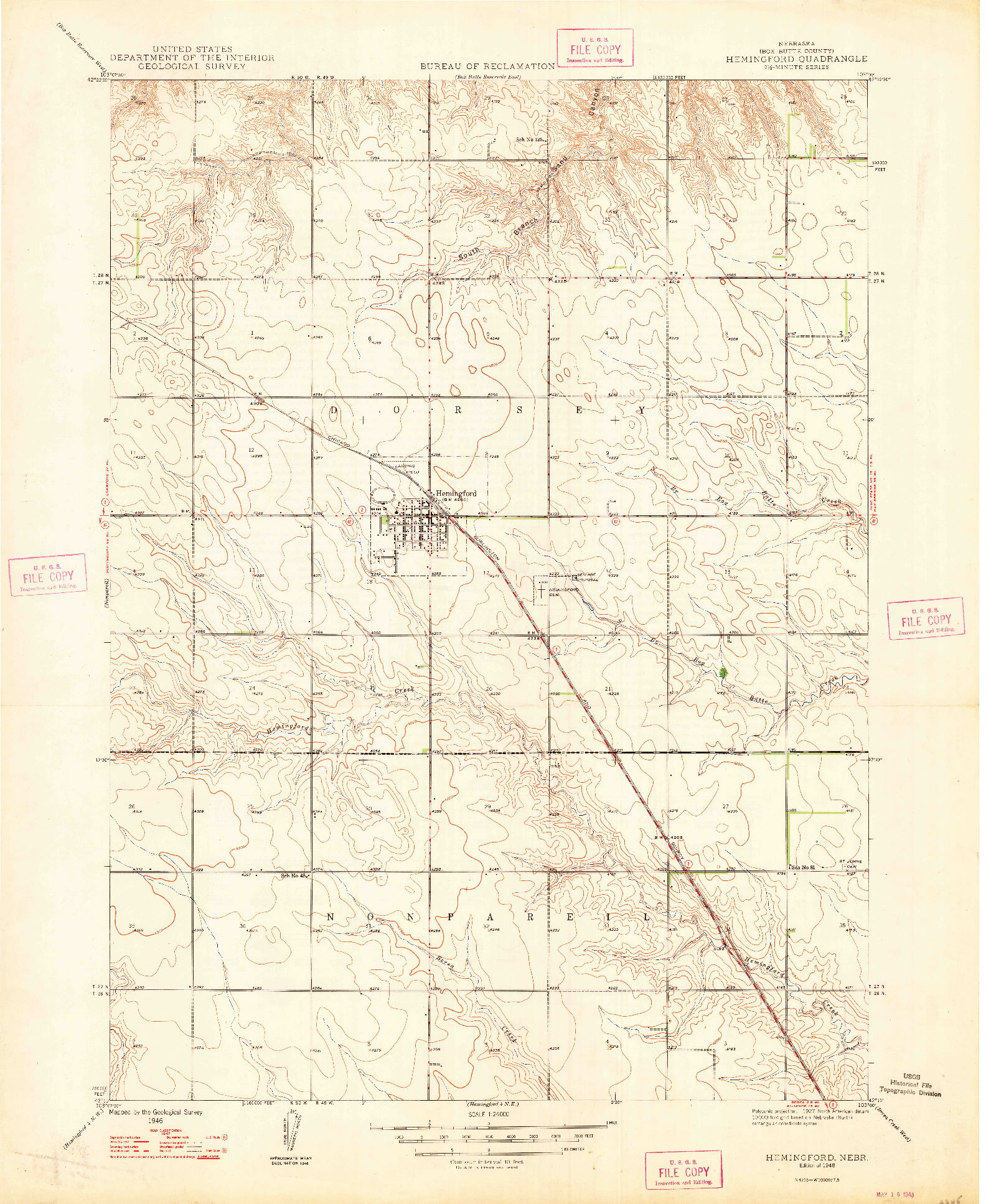 USGS 1:24000-SCALE QUADRANGLE FOR HEMINGFORD, NE 1948