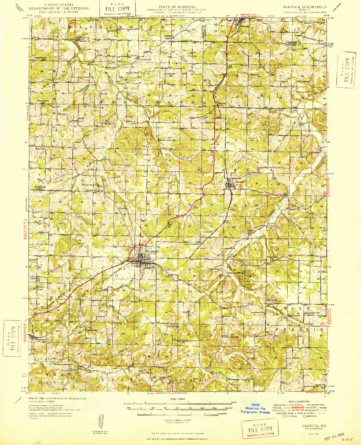 USGS 1:62500-SCALE QUADRANGLE FOR NIANGUA, MO 1948