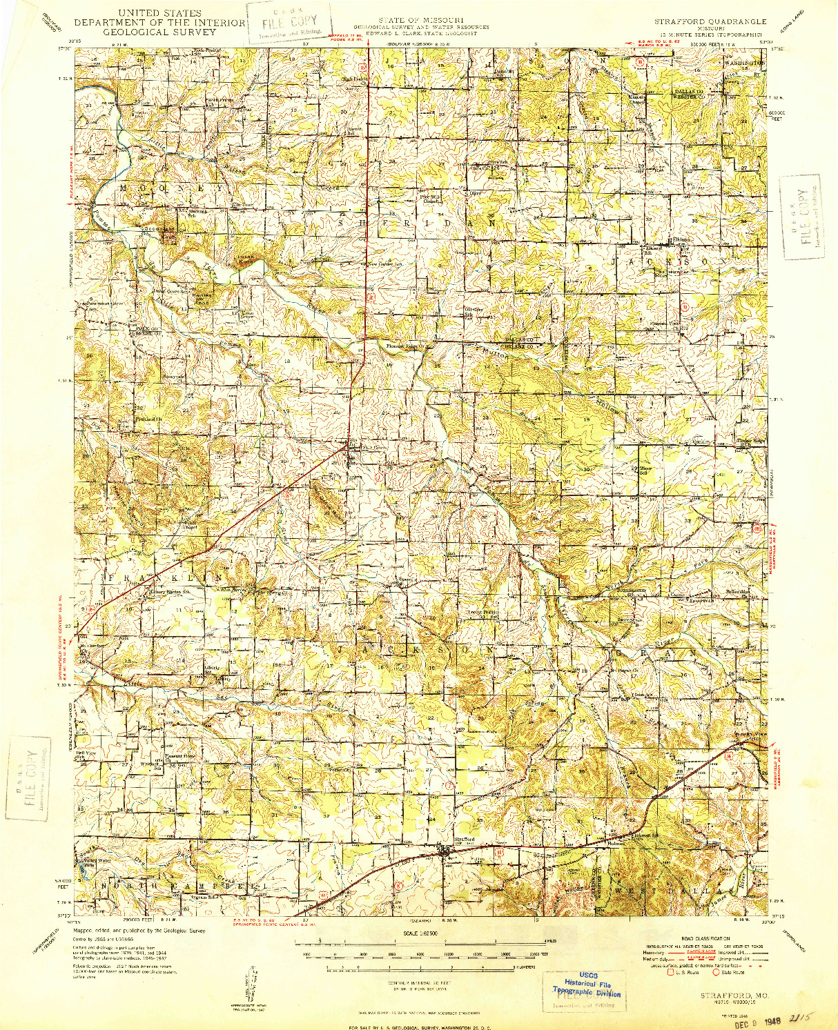 USGS 1:62500-SCALE QUADRANGLE FOR STRAFFORD, MO 1948