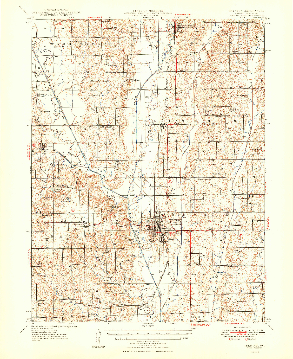 USGS 1:62500-SCALE QUADRANGLE FOR TRENTON, MO 1948