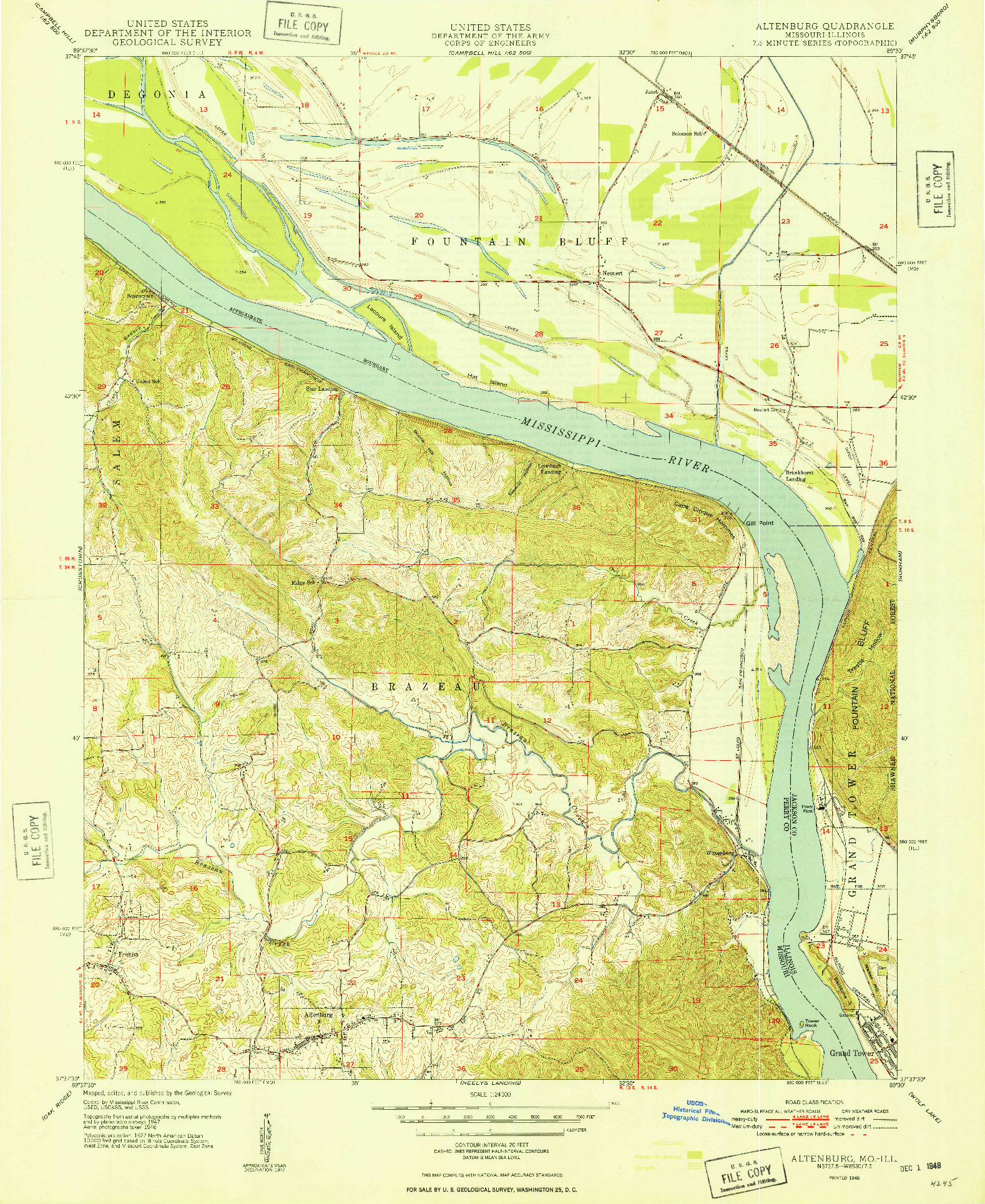 USGS 1:24000-SCALE QUADRANGLE FOR ALTENBURG, MO 1948