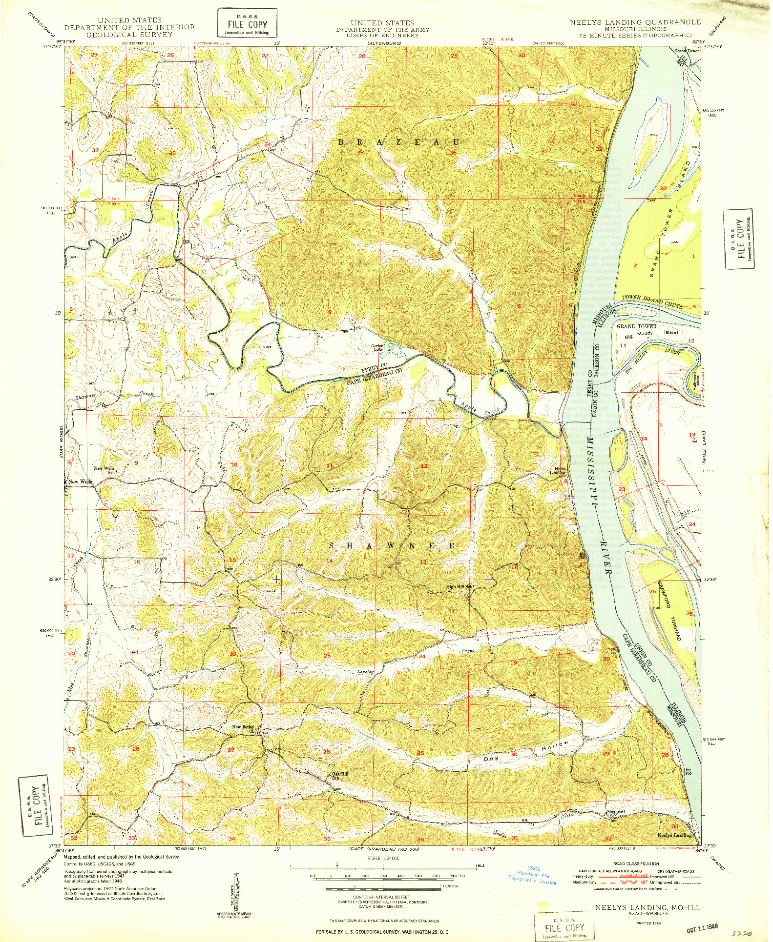 USGS 1:24000-SCALE QUADRANGLE FOR NEELYS LANDING, MO 1948