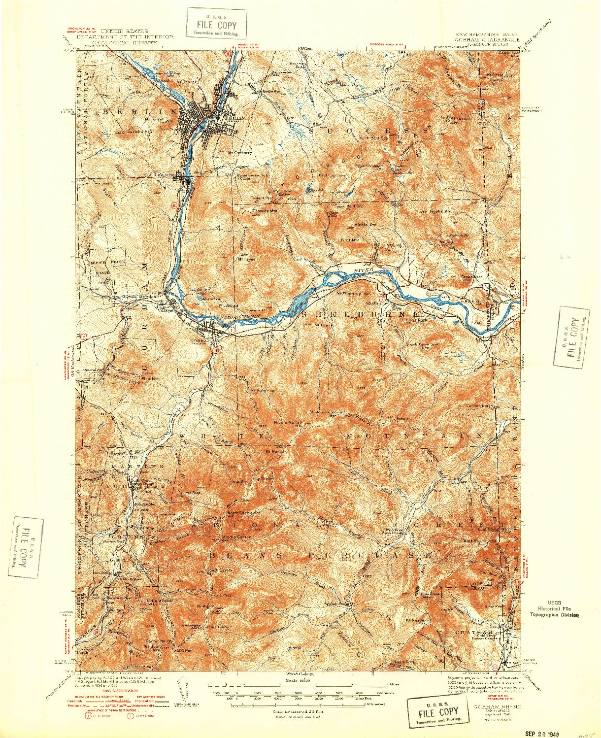 USGS 1:62500-SCALE QUADRANGLE FOR GORHAM, NH 1942