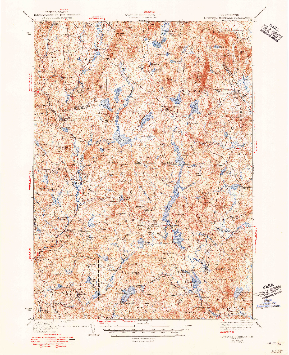 USGS 1:62500-SCALE QUADRANGLE FOR LOVEWELL MOUNTAIN, NH 1942