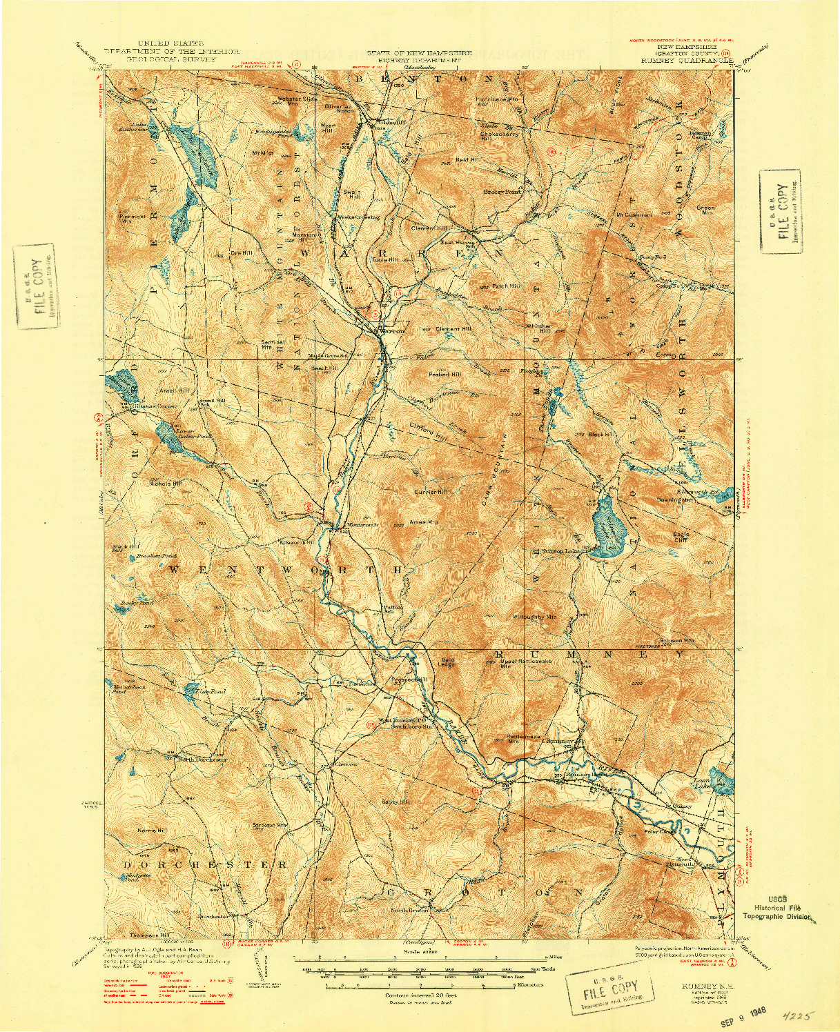 USGS 1:62500-SCALE QUADRANGLE FOR RUMNEY, NH 1932