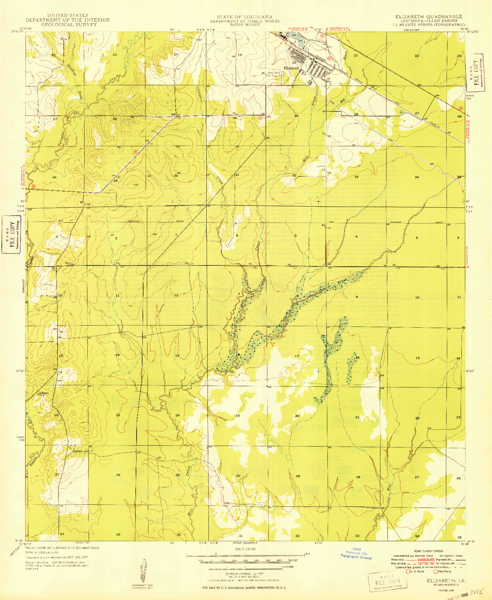 USGS 1:24000-SCALE QUADRANGLE FOR ELIZABETH, LA 1948