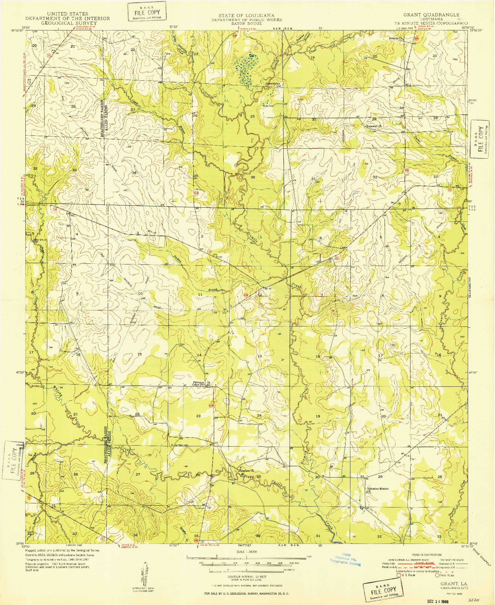 USGS 1:24000-SCALE QUADRANGLE FOR GRANT, LA 1948