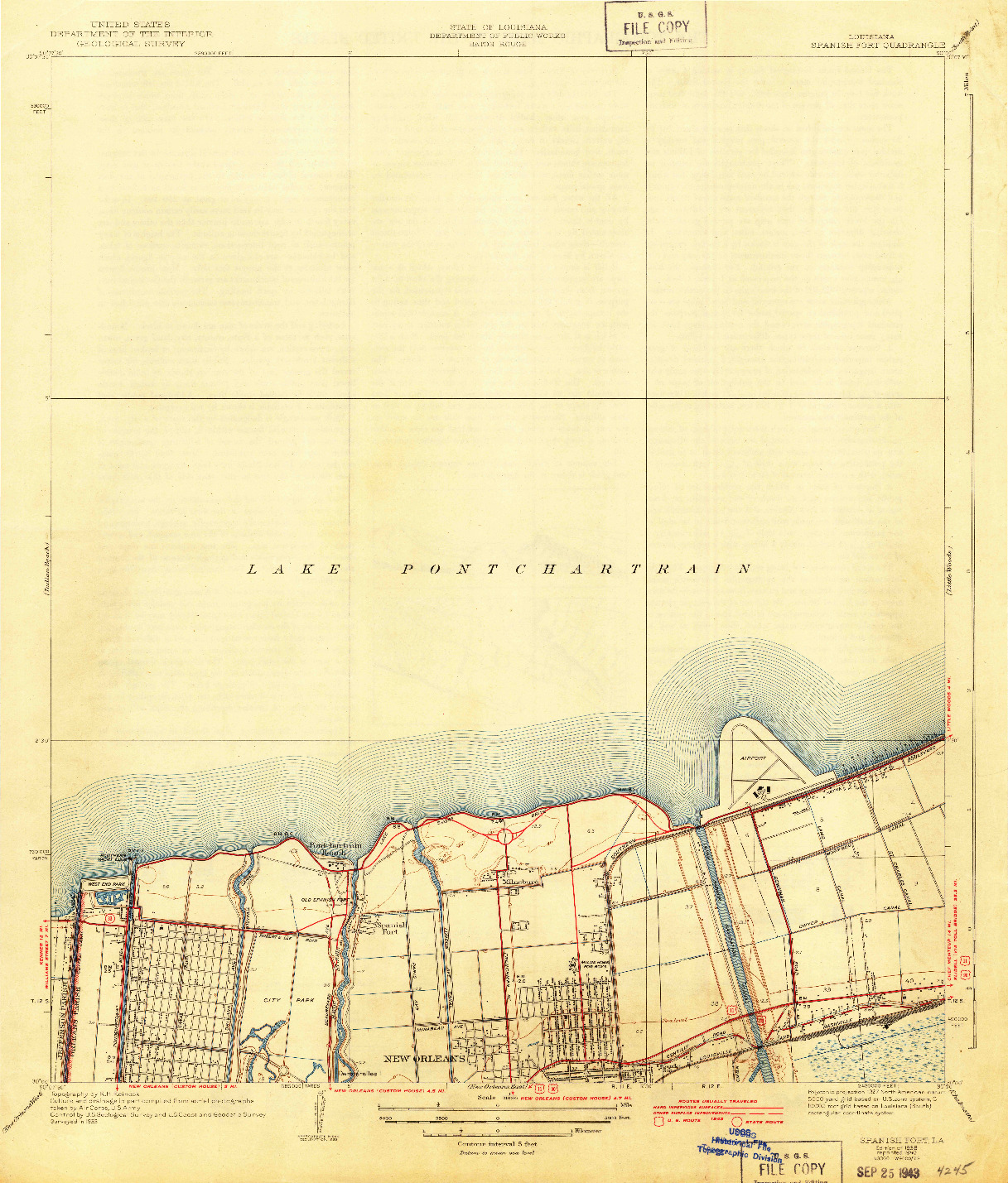 USGS 1:31680-SCALE QUADRANGLE FOR SPANISH FORT, LA 1938