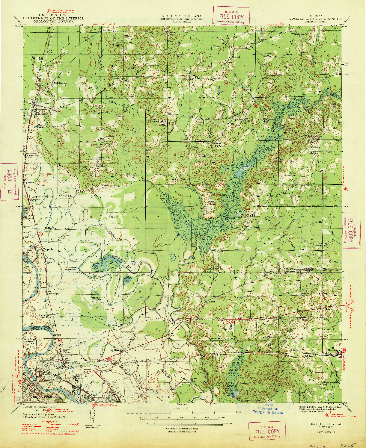 USGS 1:62500-SCALE QUADRANGLE FOR BOSSIER CITY, LA 1948